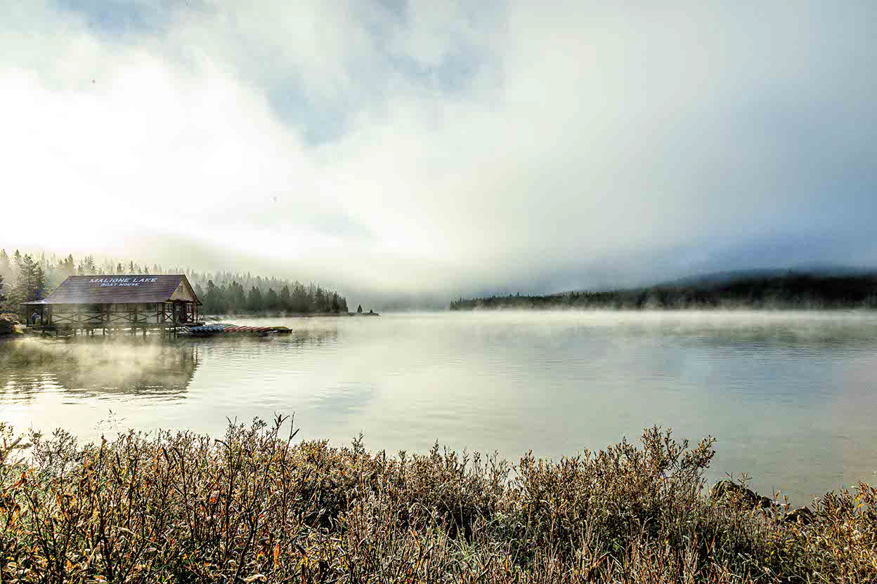 Early Morning Fog at Lake Maligne