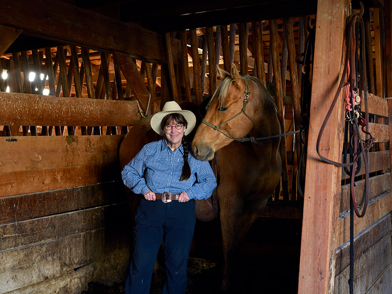1. Carol Highsmith and an admiring friend, Amarillo, at the Big Creek Ranch in Wyoming.