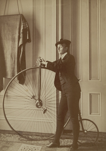 1. Johnston photographed herself in the 1890s with a penny-farthing bicycle wearing men’s clothing and a fake moustache. She provoked “polite” society by challenging expected gender roles of the period.