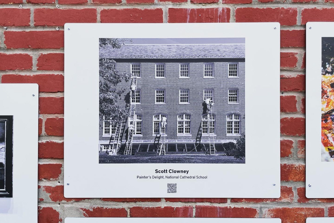 Four painters refurbish the windows at the National Cathedral School in Washington, DC, photographed by Scott Clowney in 2019. Photo © Scott Clowney
