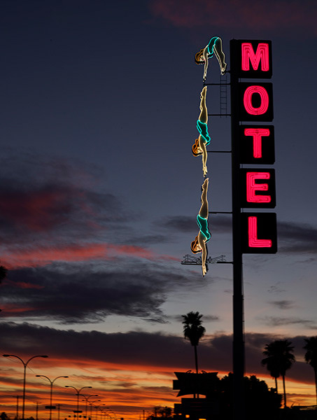 5. Highsmith documented this creative “diver” neon sign at the Starlight Motel in Mesa, a small Arizona city that became one of sprawling Phoenix’s many suburbs.