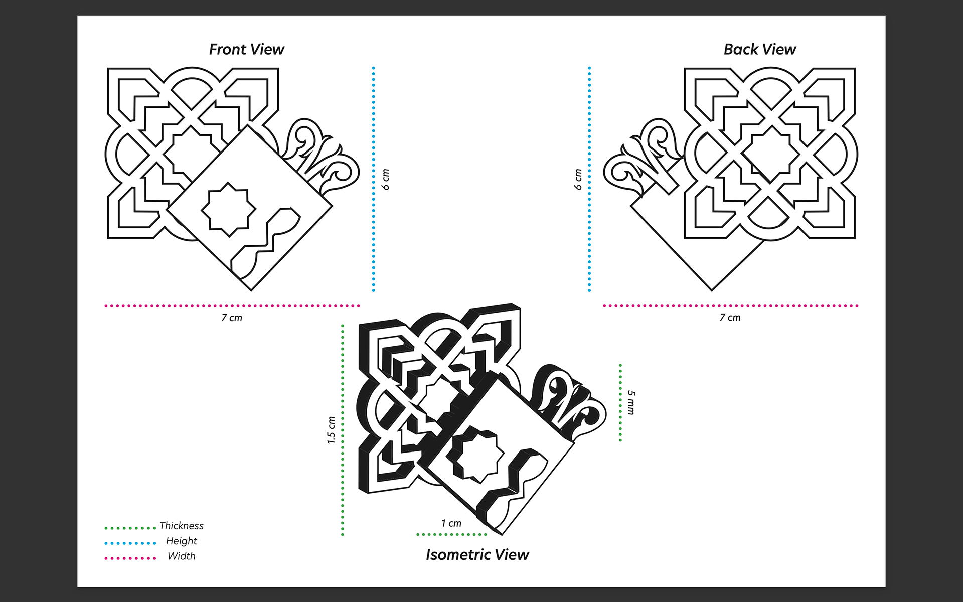 Umaiza Brooch Technical Drawings