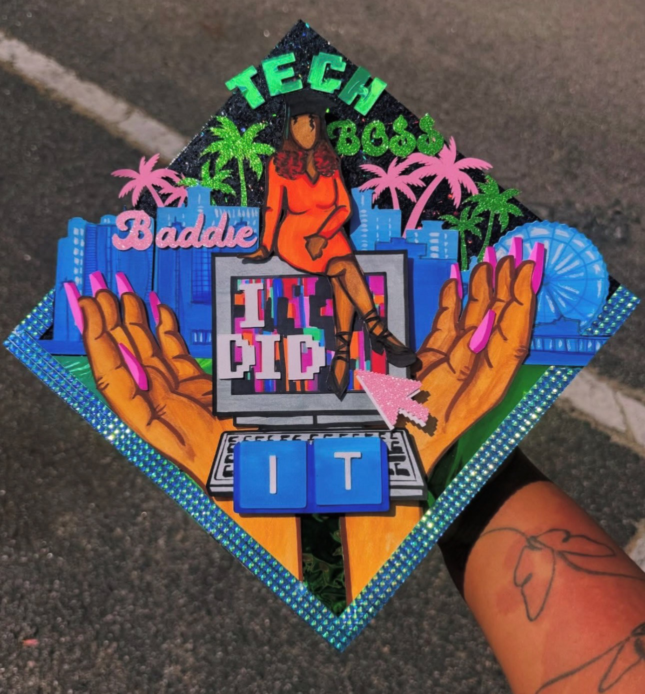 Tech Baddie Original Custom Grad Cap Topper, 2025