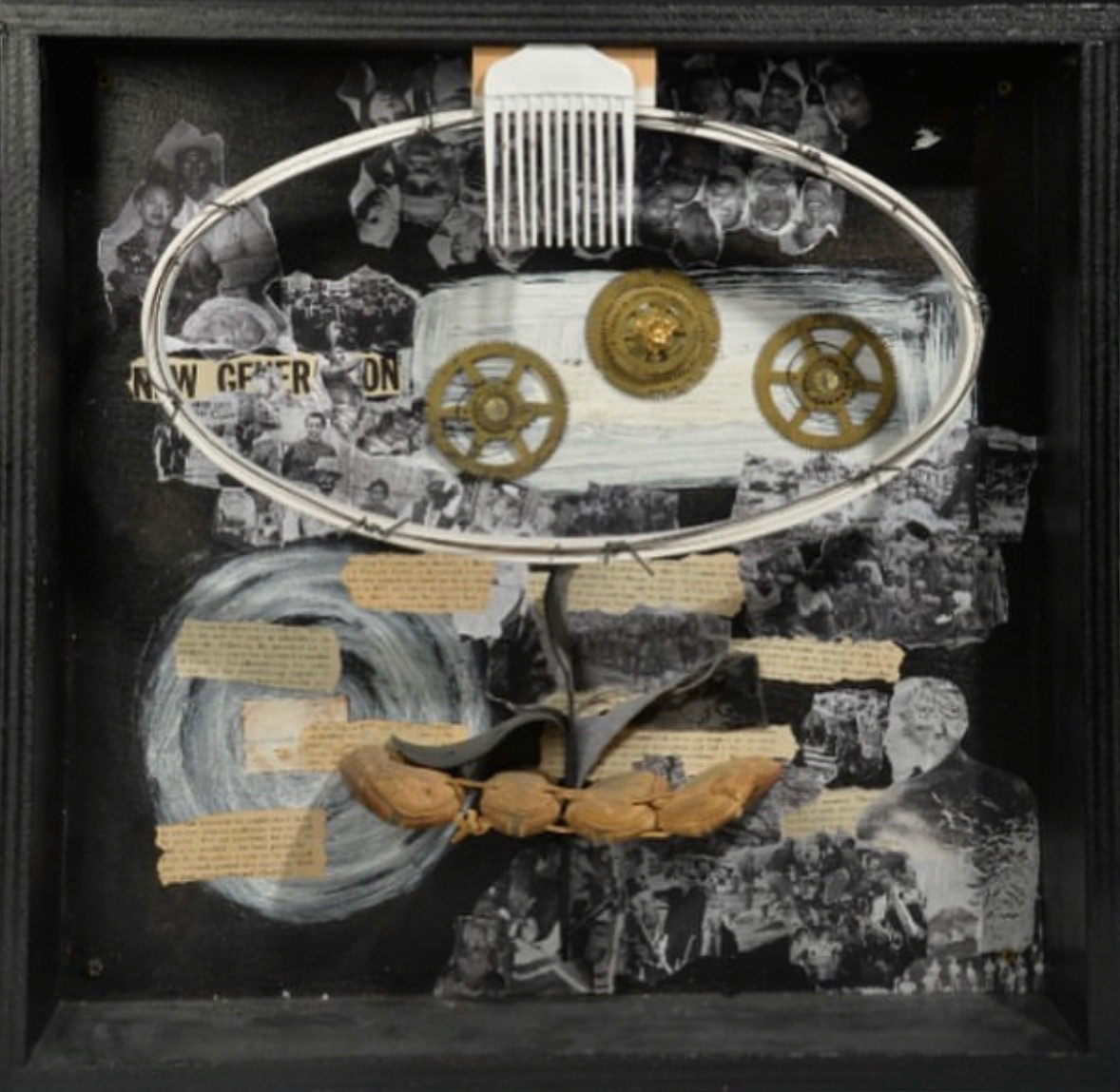 Discipline, Found Object Shadowbox, 20" x 20", 2022