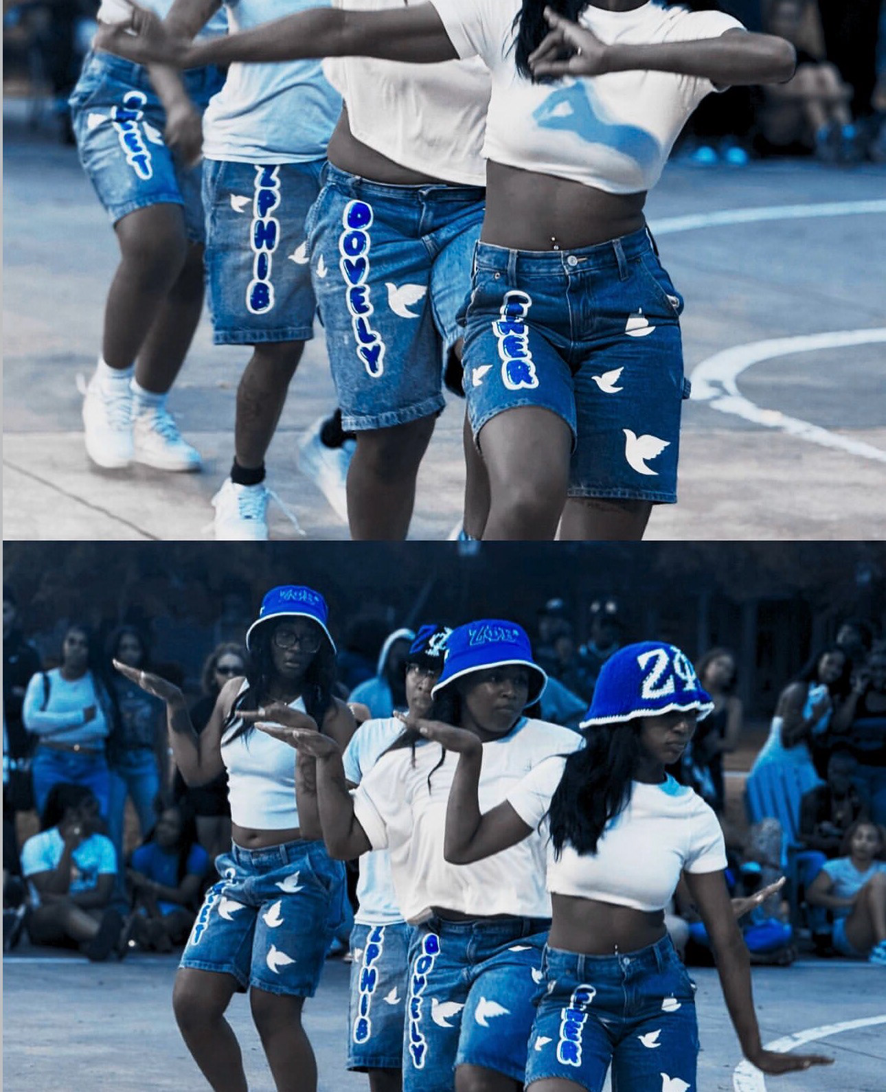 Blue & White Custom Jorts, Vinyl on Denim, 2025