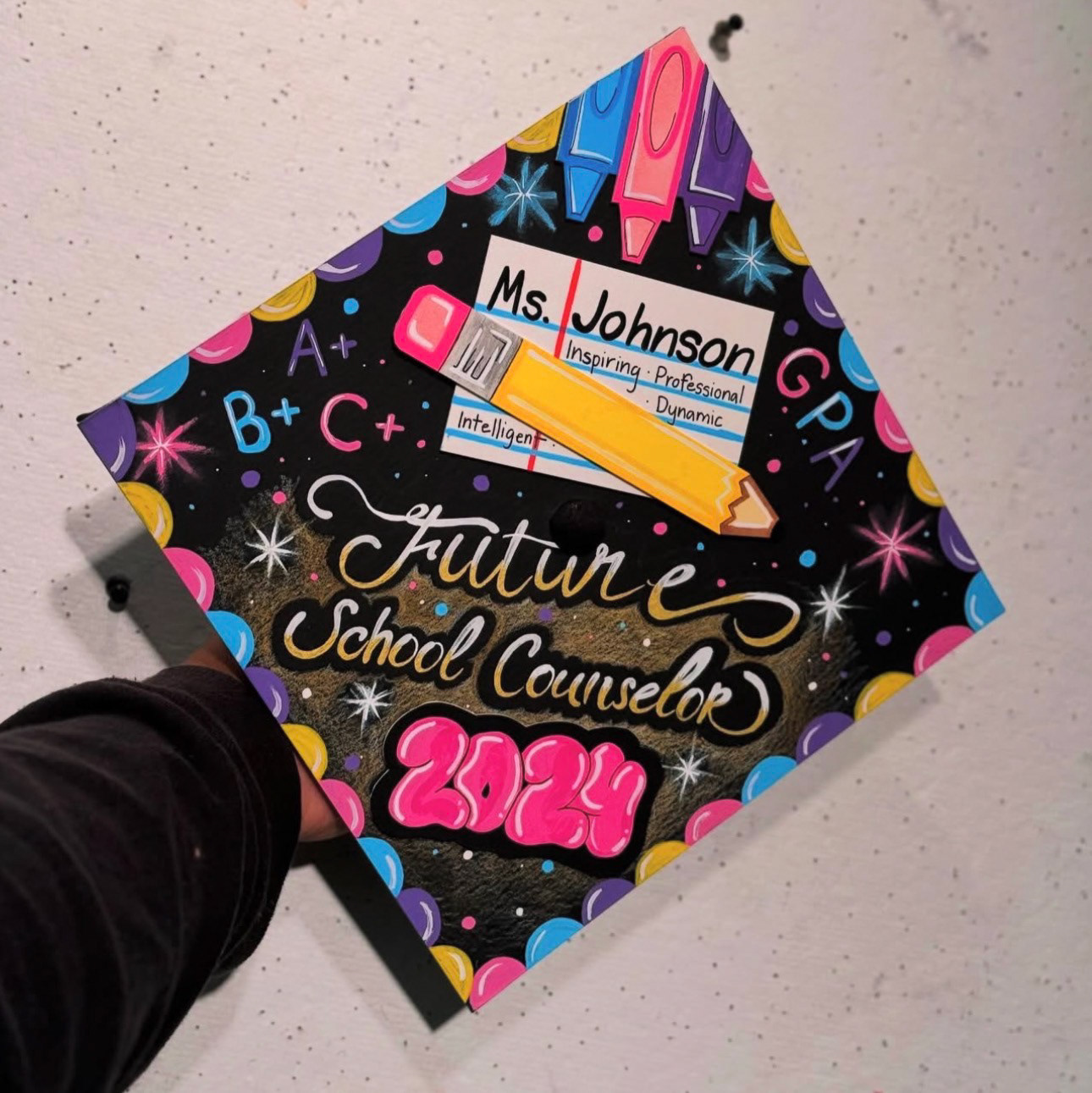 School Counselor Original Custom Grad Cap Topper, 2024