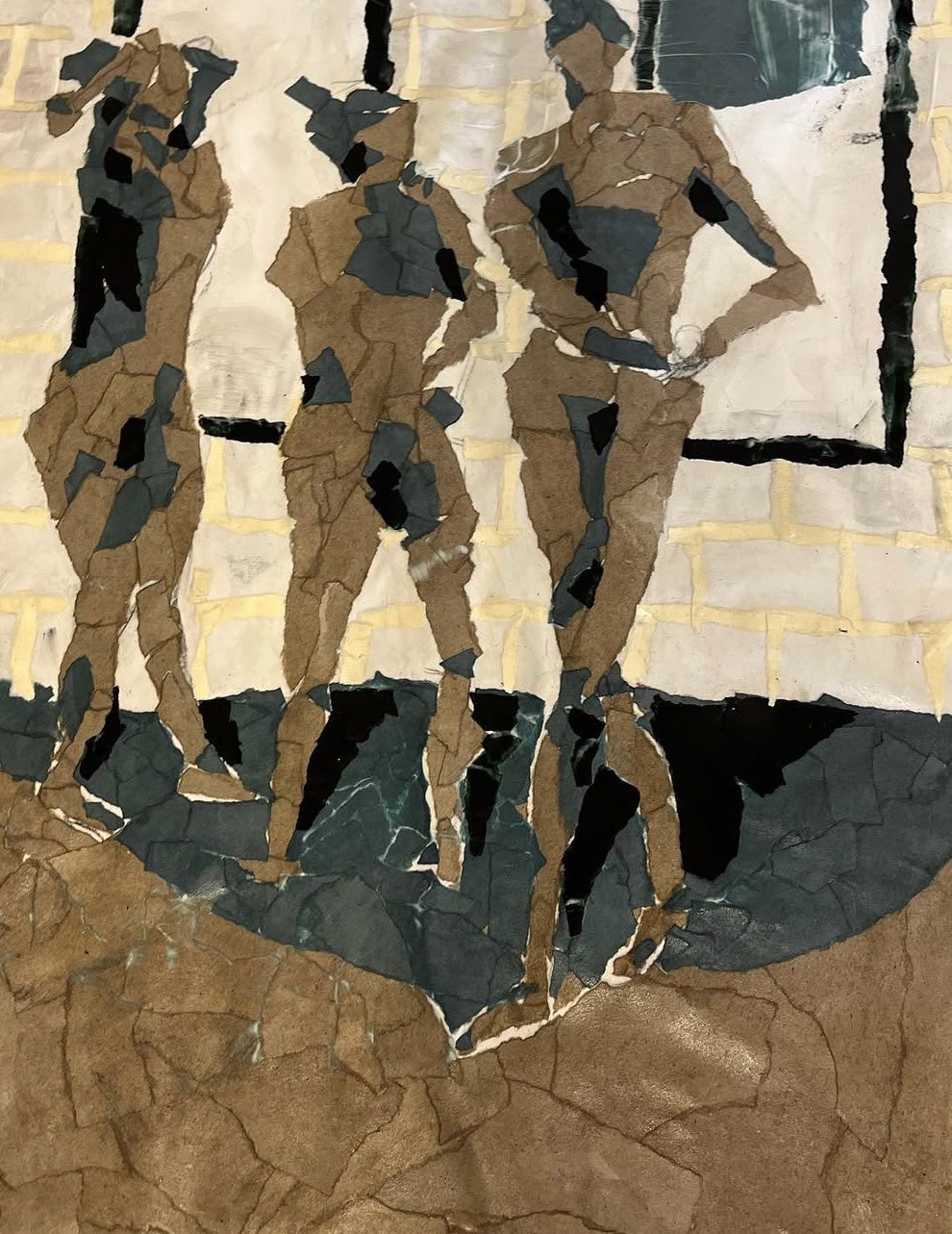 Three Gestures, Paper & Tape on Bristol, 14" x 17", 2022
