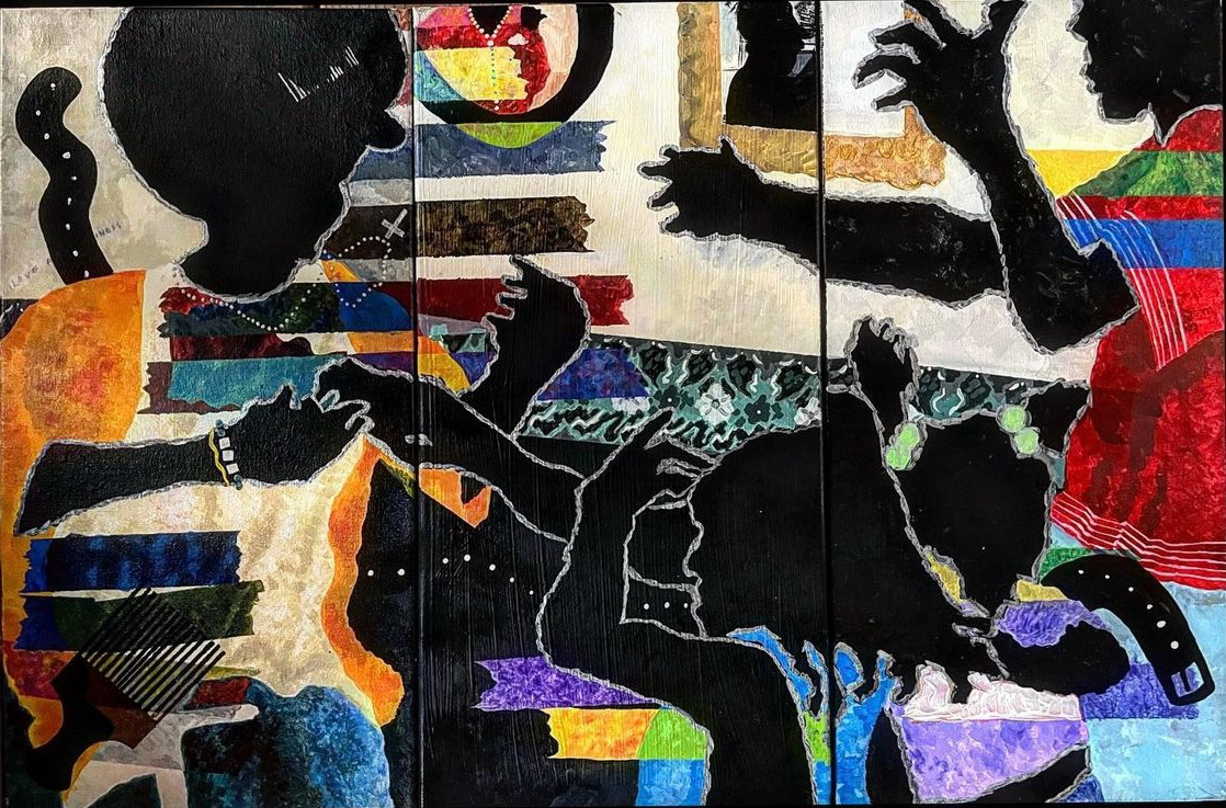 Spare the Rod, Acrylic Triptych, (3) 20" x 10", 2023
