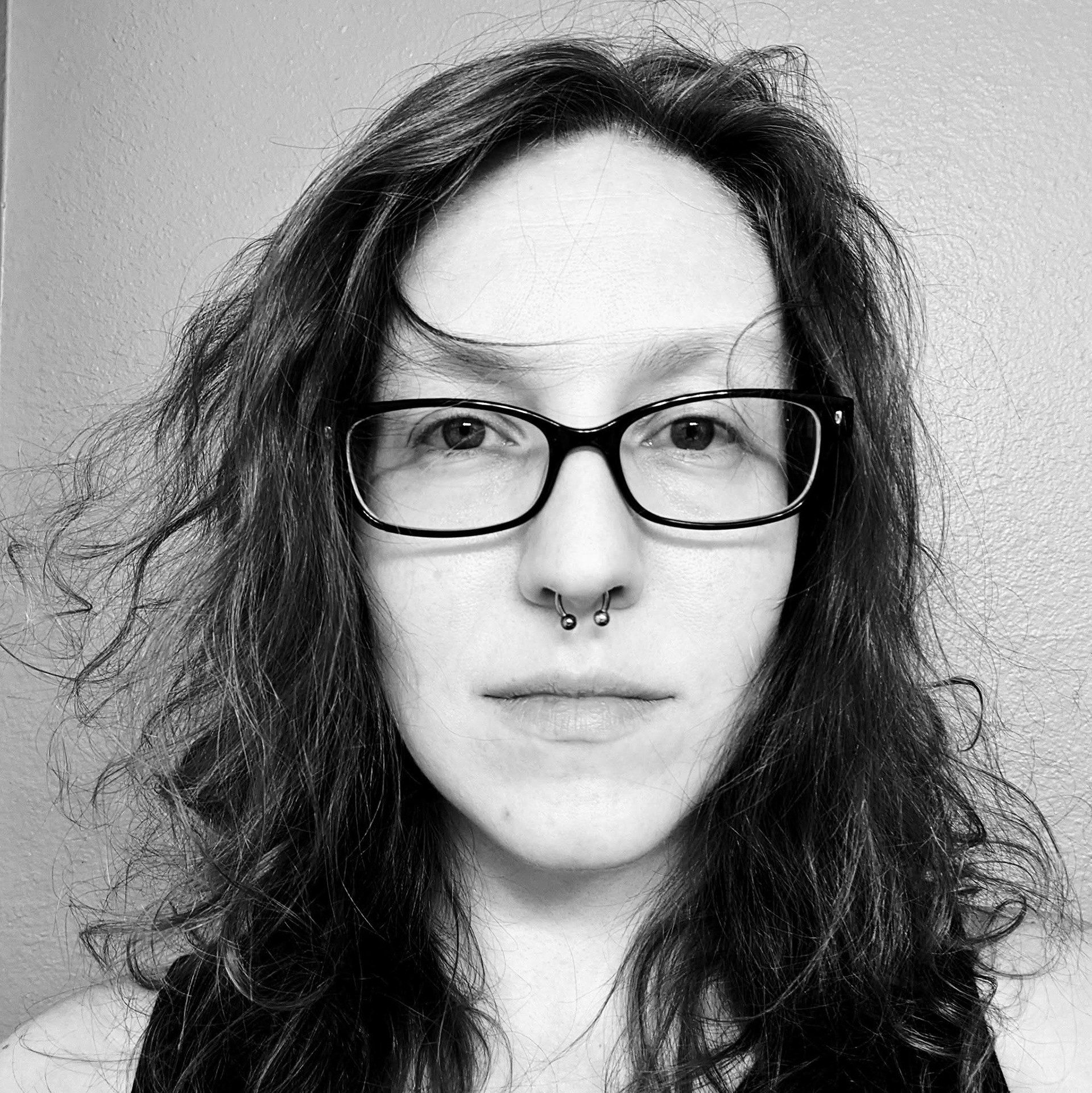 black and white photo of Sarah McMenomy