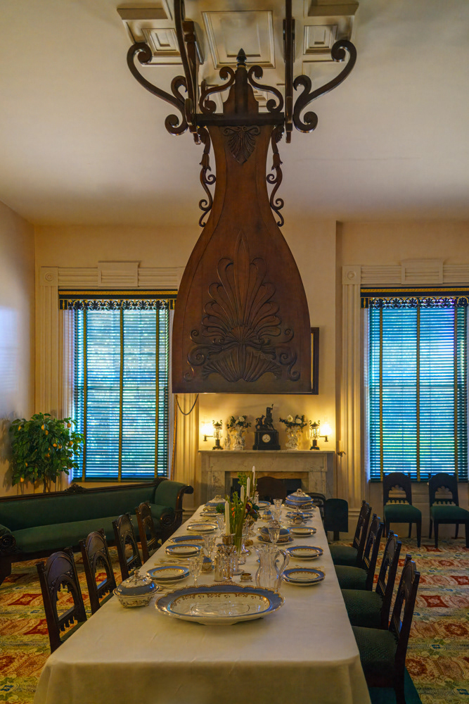 Dining Room with wooden fan
