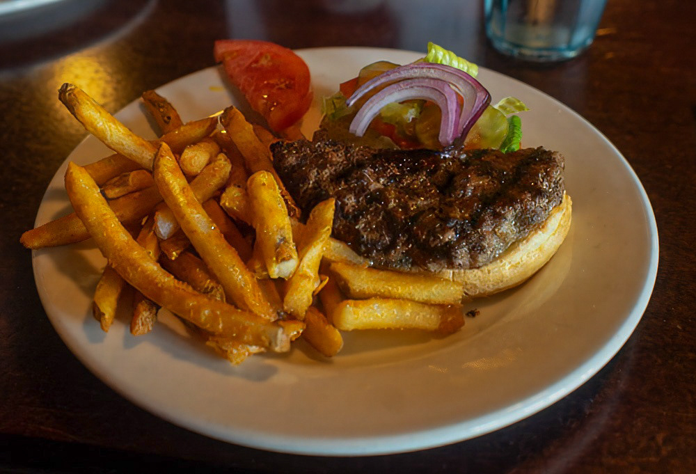 Our first night's meal. Note that we split a huge hamburger.