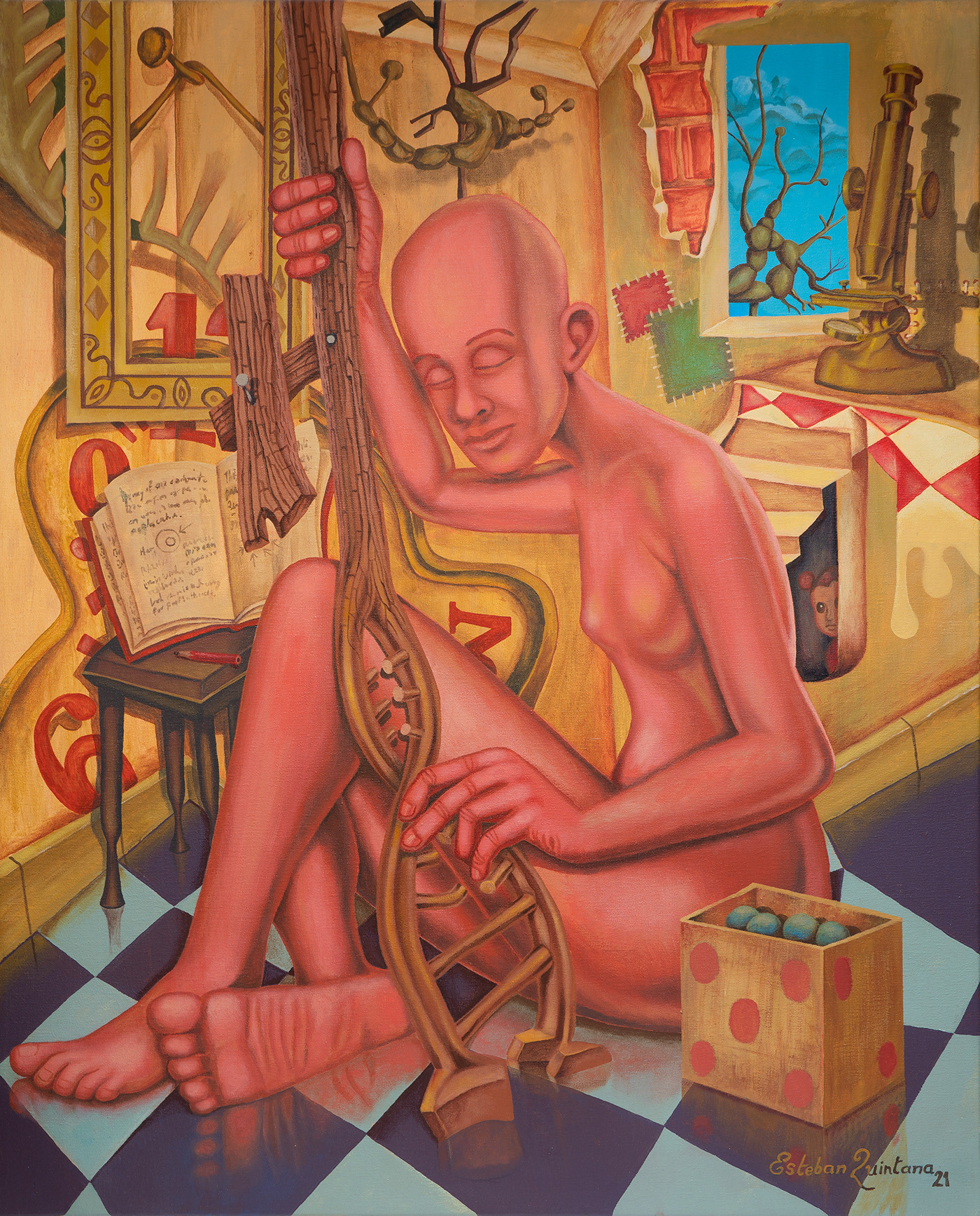 Inspirado y consciente de diferentes niveles de la realidad.  Acrílico/lienzo. Sept. 15, 2021.