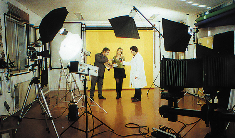 En el plató de fotografía de Factoría Imagen, año 1999.