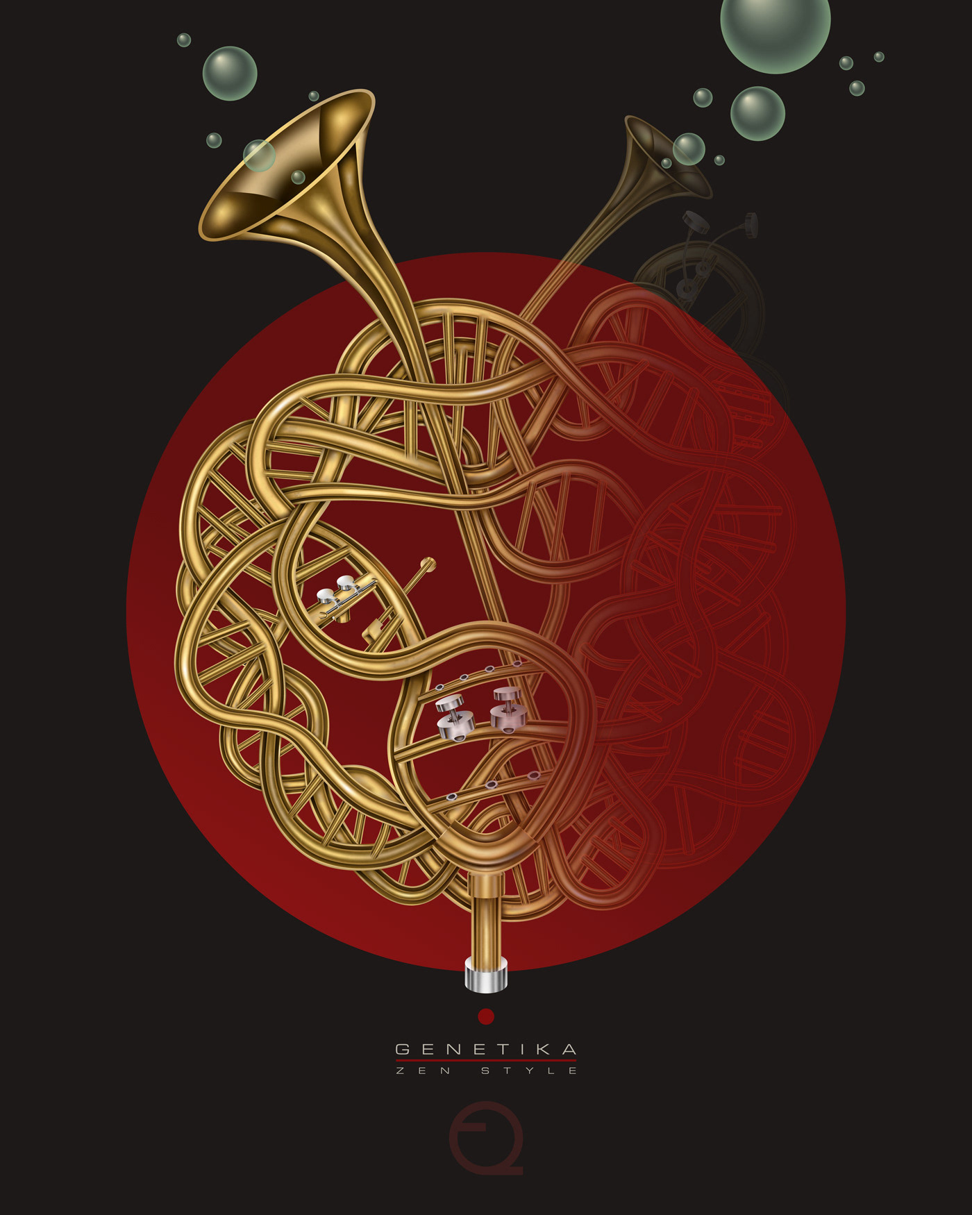 Código genético dentro de un núcleo Zen.