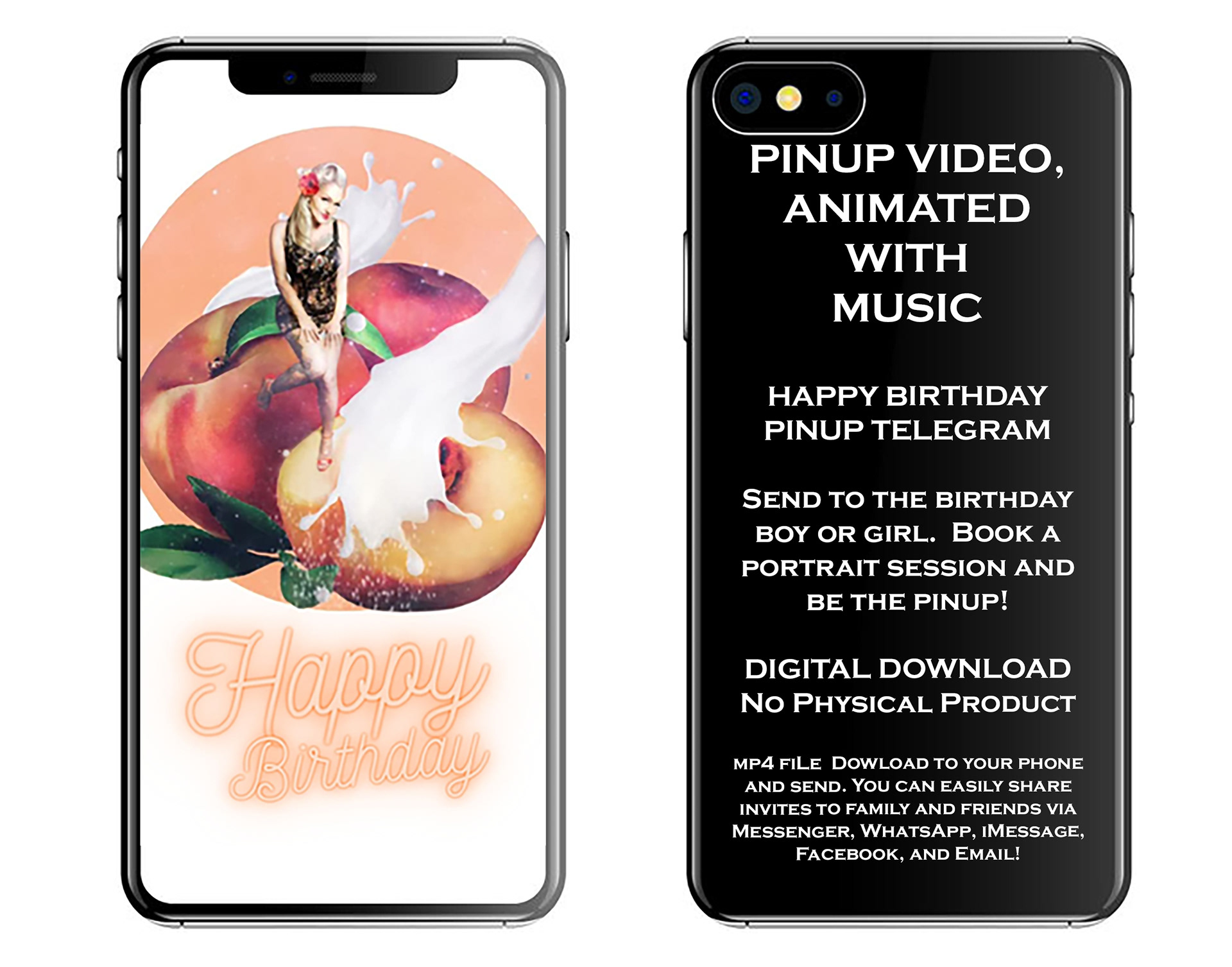 Pinup Animated Portraits with Music. Send Greetings, Invites and Party Announcements!