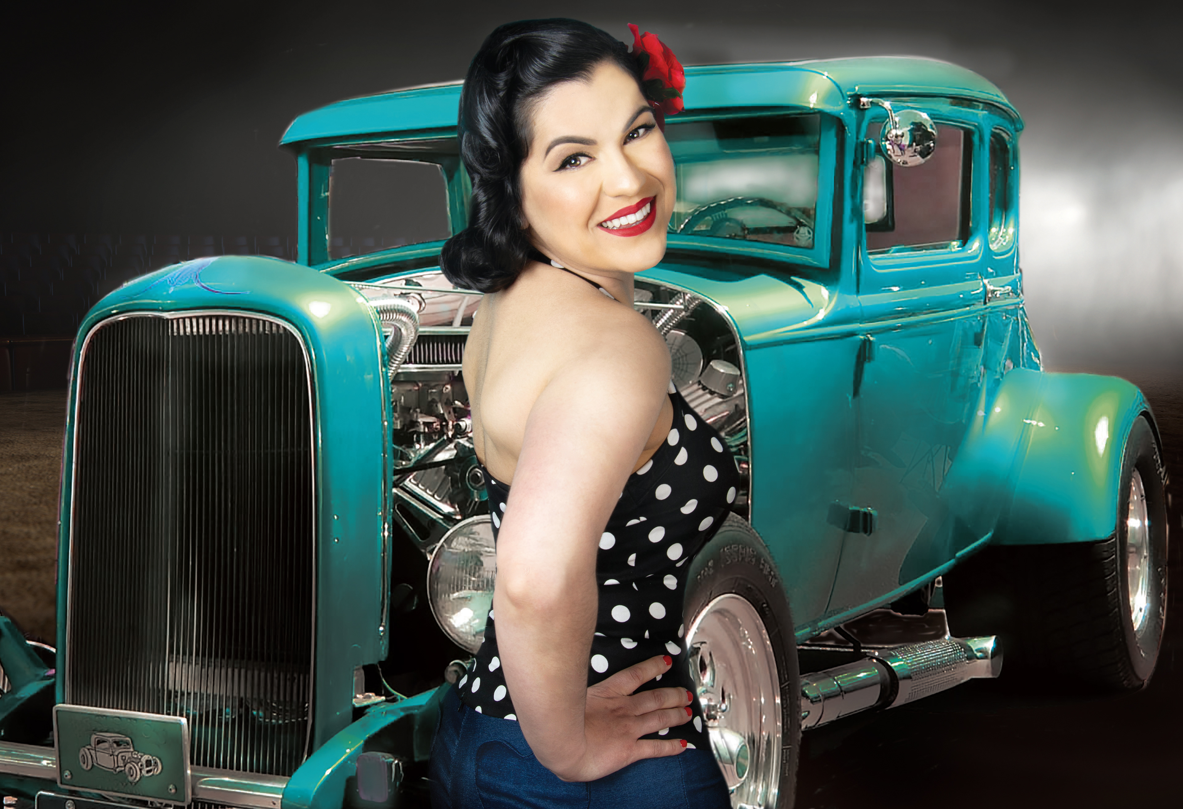 VINTAGE CAR COMPOSITED PORTRAIT