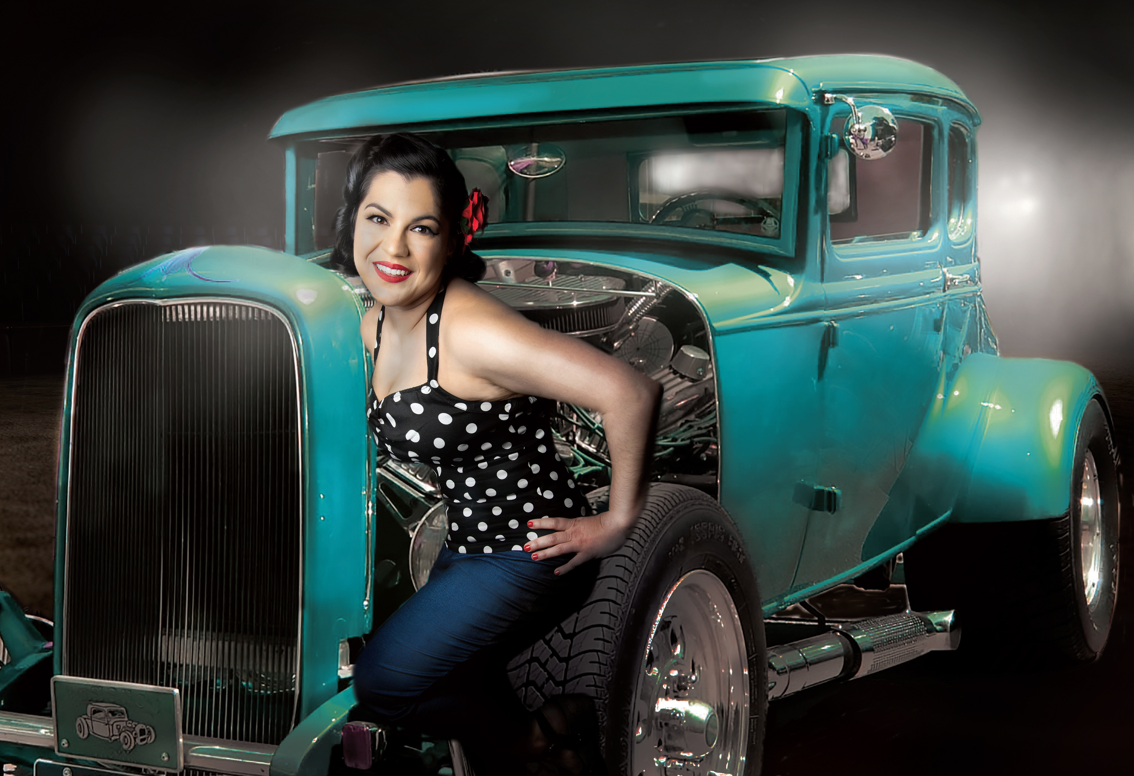 VINTAGE CAR COMPOSITED PORTRAIT