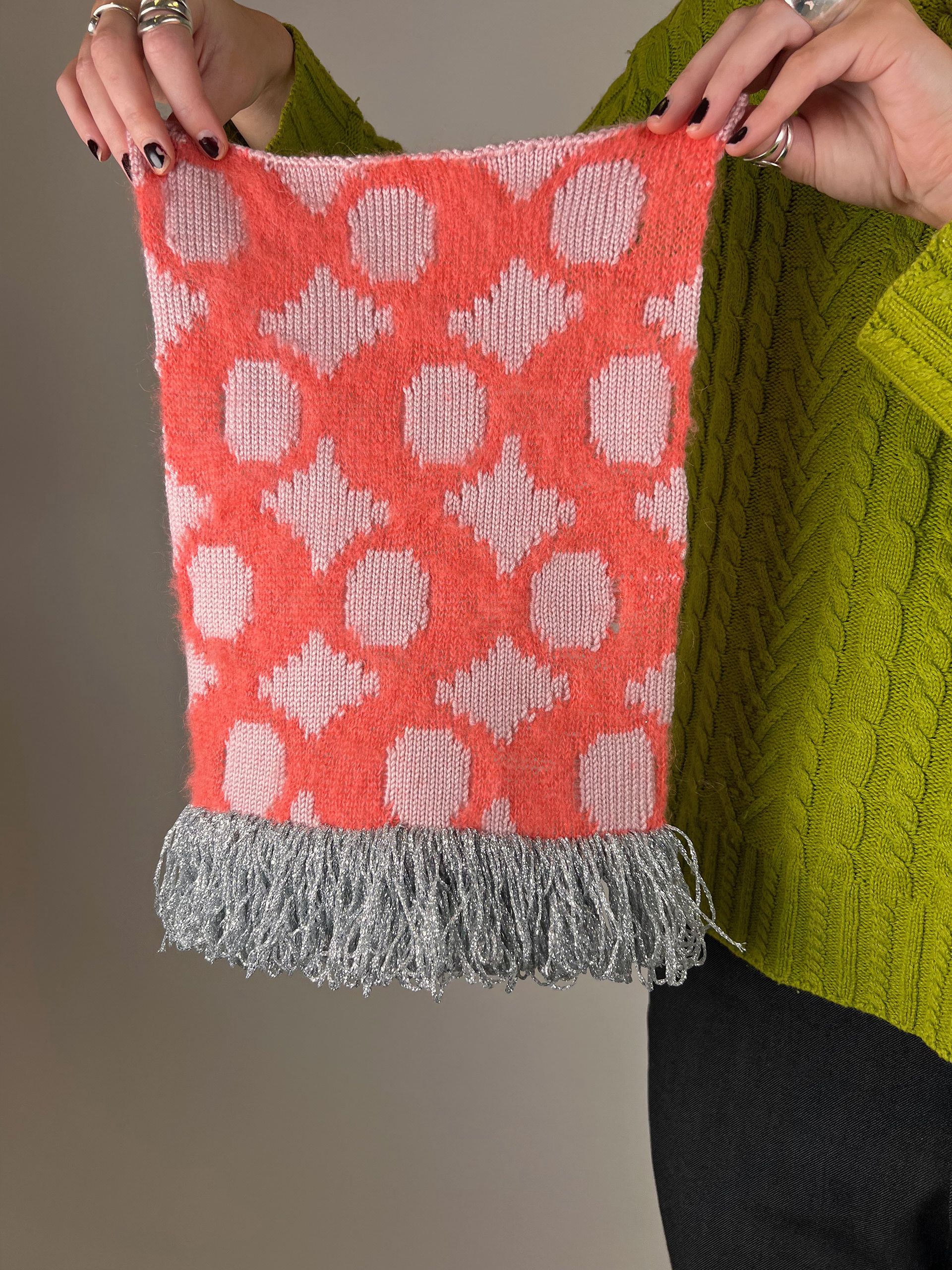 Mohair and acrylic punch card sample