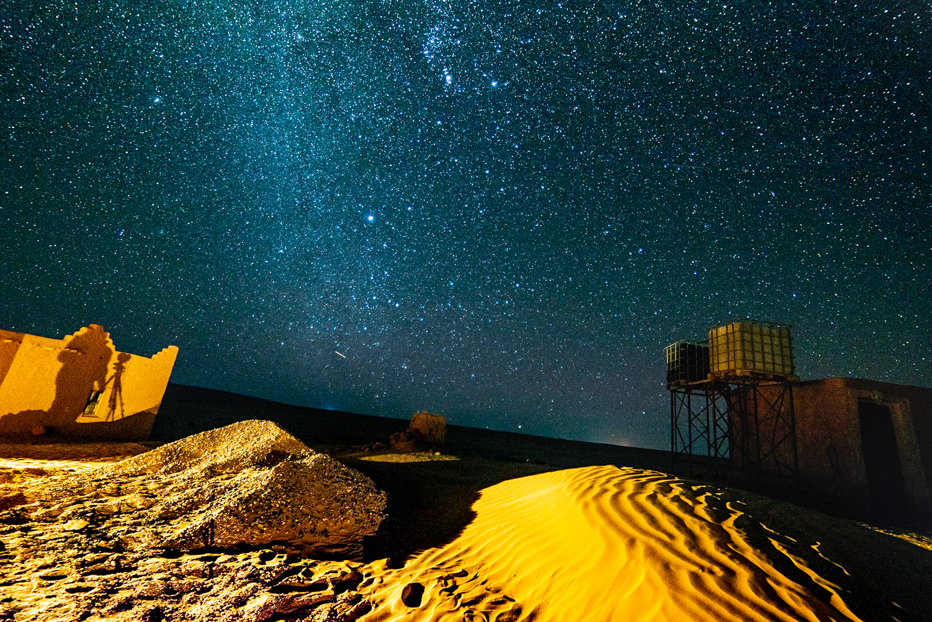 Selfie With Camera & Tripod, Sahara Desert, Morocco
