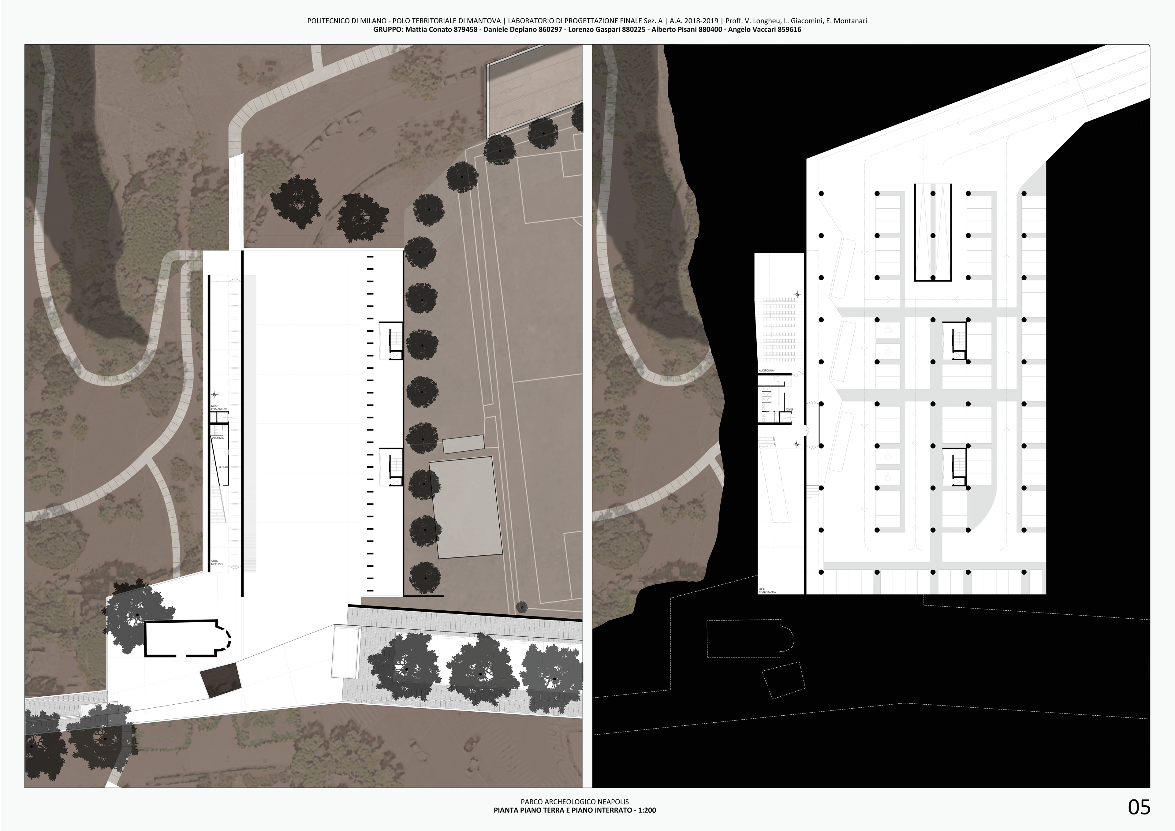 project plans at ground level and underground level