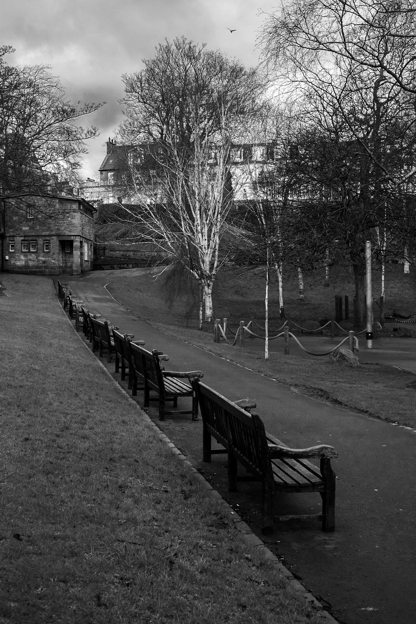 St Cuthberts churchyard looking towards Princes St Edinburgh
