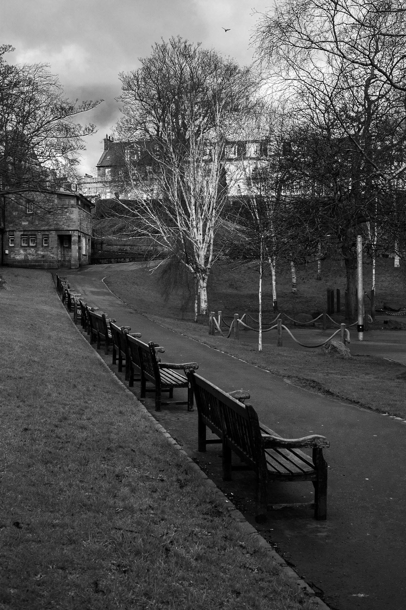 St Cuthberts churchyard looking towards Princes St Edinburgh
