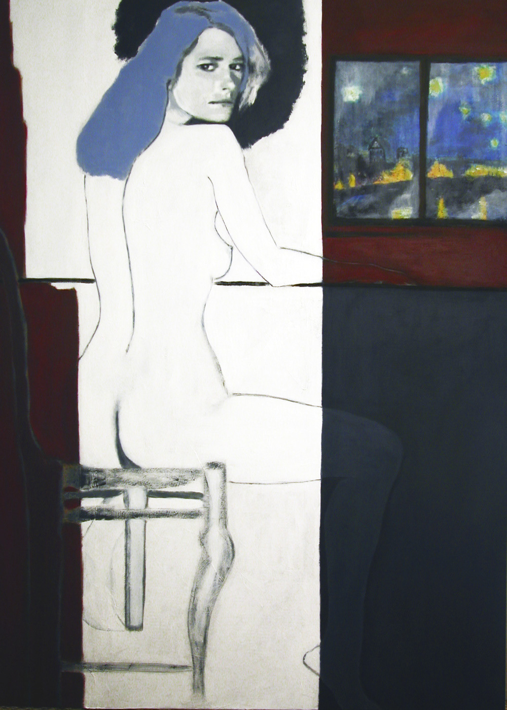 Vue sur le Rhône - Acrylique sur toile et papier japon - 100x140 cm •
