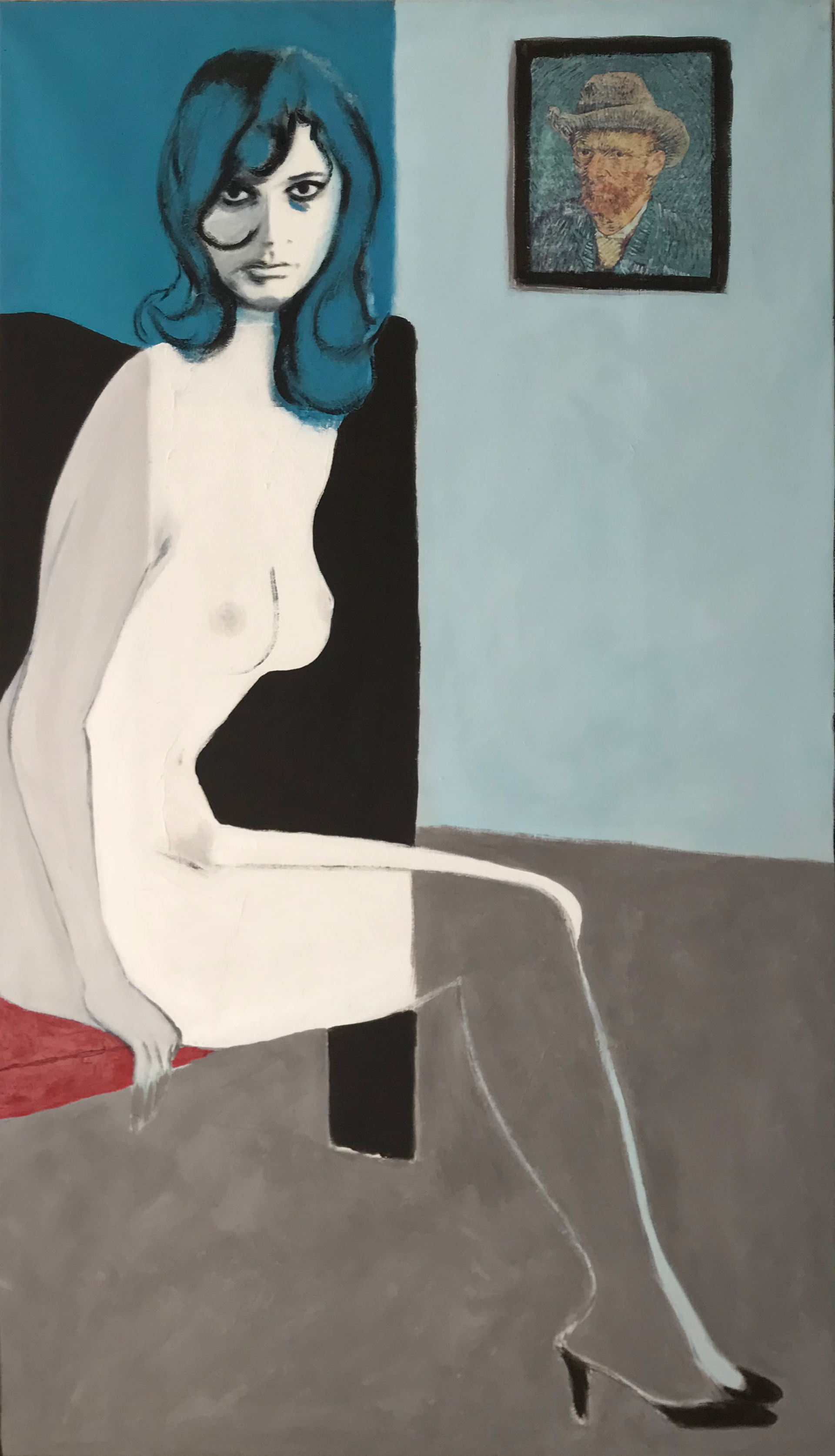 le mur caché - Acrylique sur toile et papier japon - 80x140 cm