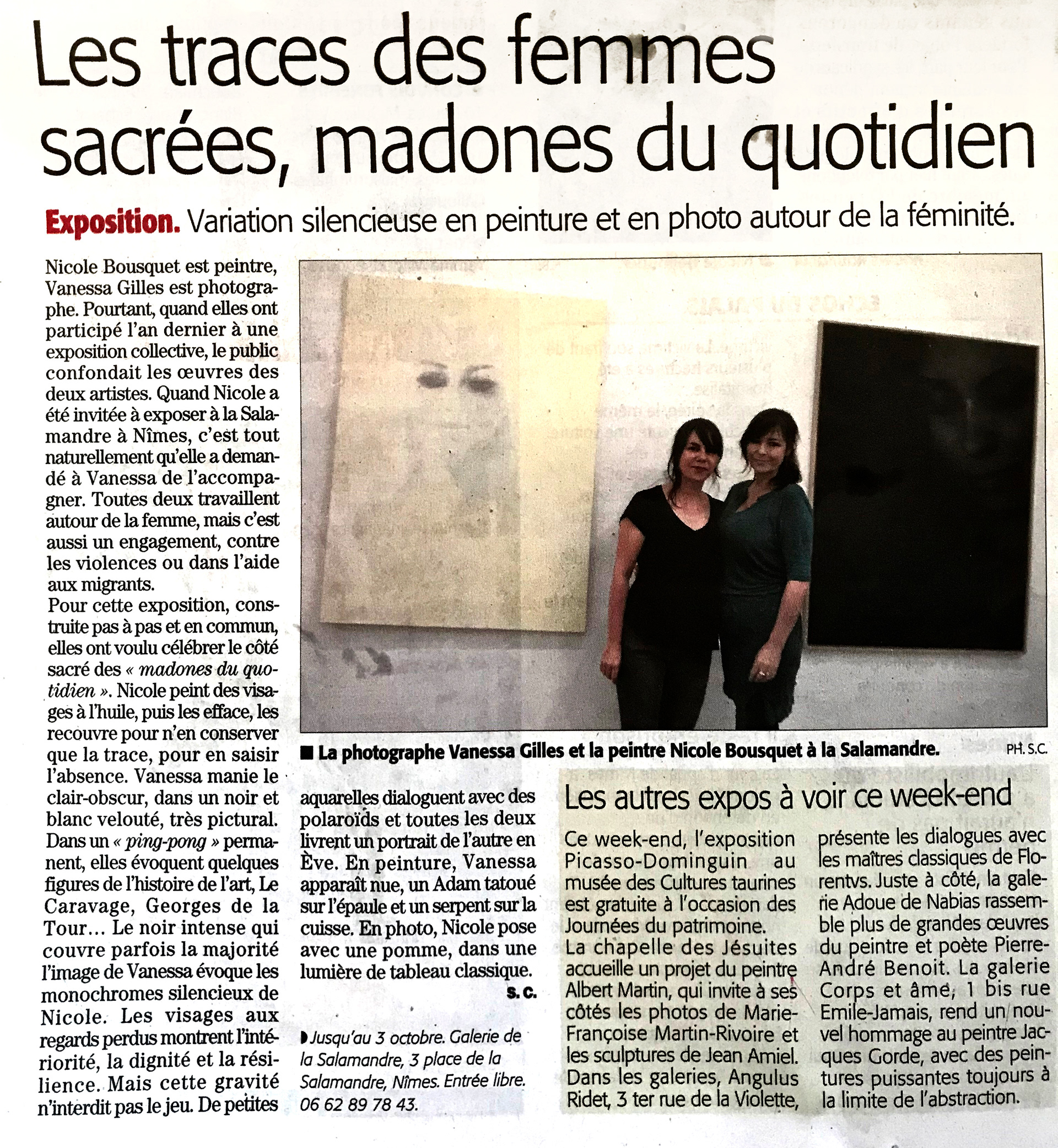Expo la Salamandre avec Vanessa Gilles