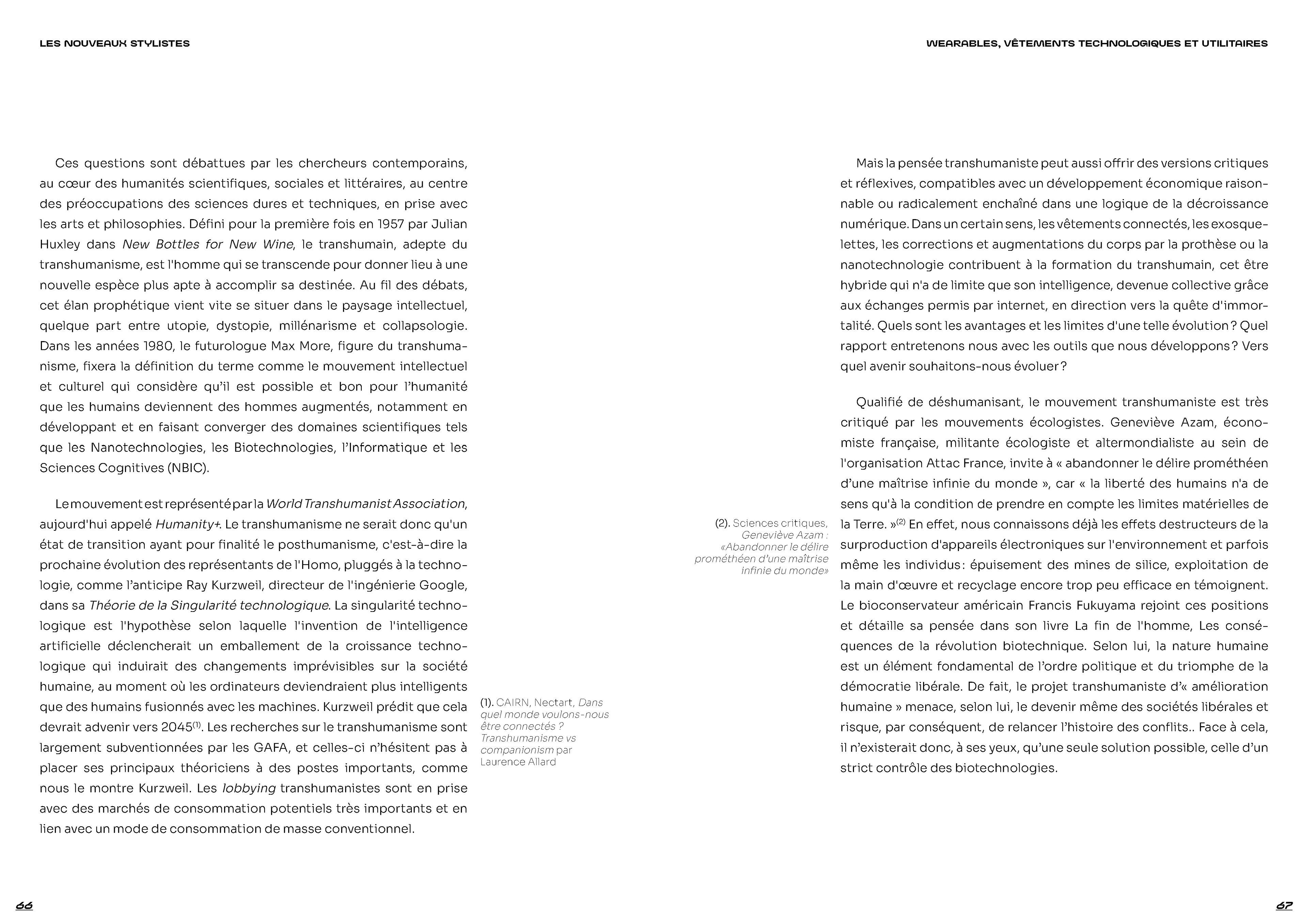 Débat sur le transhumanisme, Mémoire Kélit Raynaud "Les nouveaux stylistes"