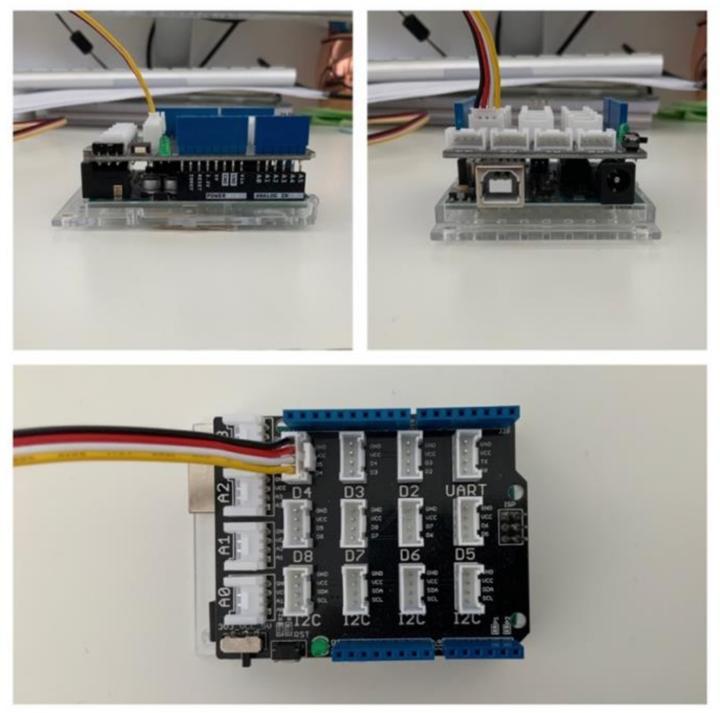 Arduino Uno and a Bash shield to connect the vibration motor cables.