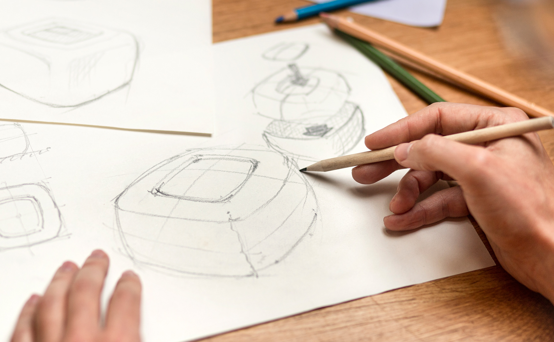 concept pencil sketching of plastic cover