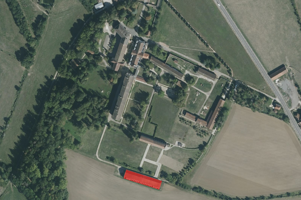 Situation du bâtiment du consistoire sur le site de l'Abbaye de Citeaux