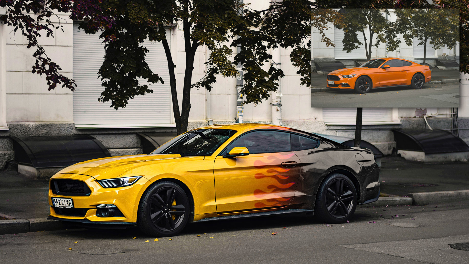 Composicion en Photoshop, carro con fuego!