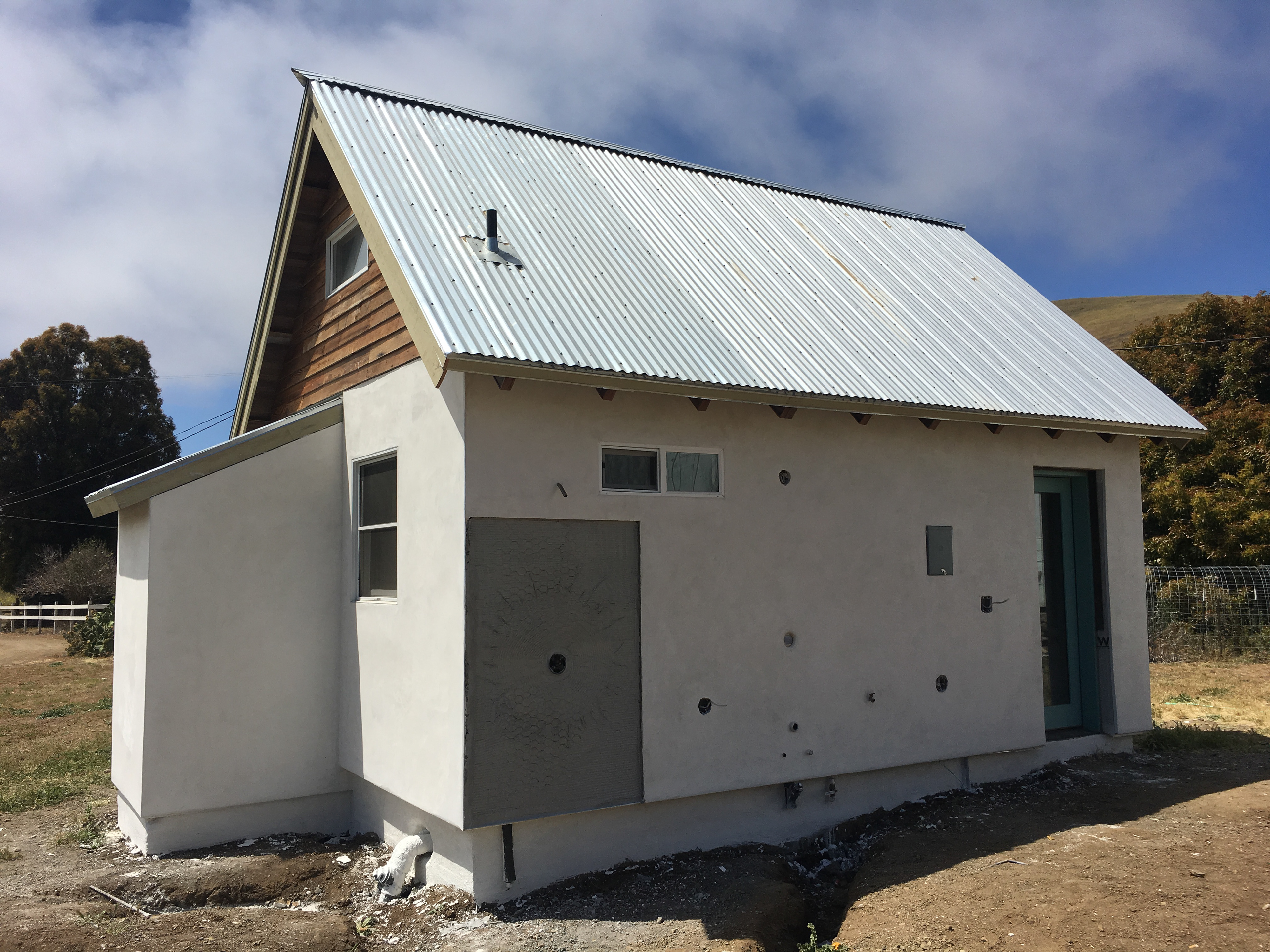 Finished exterior plaster.