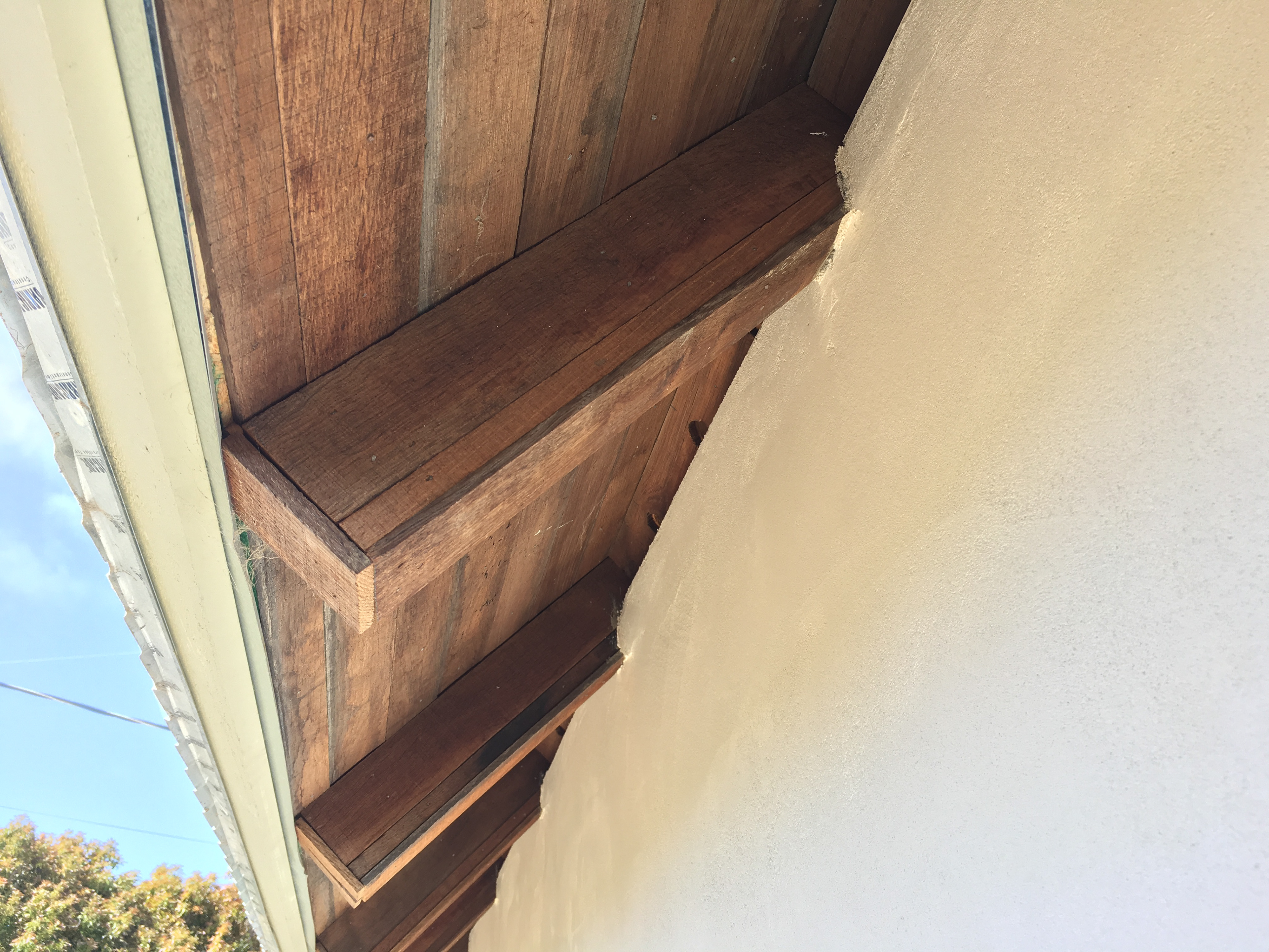 Eave detail of oak wine flavoring sticks.