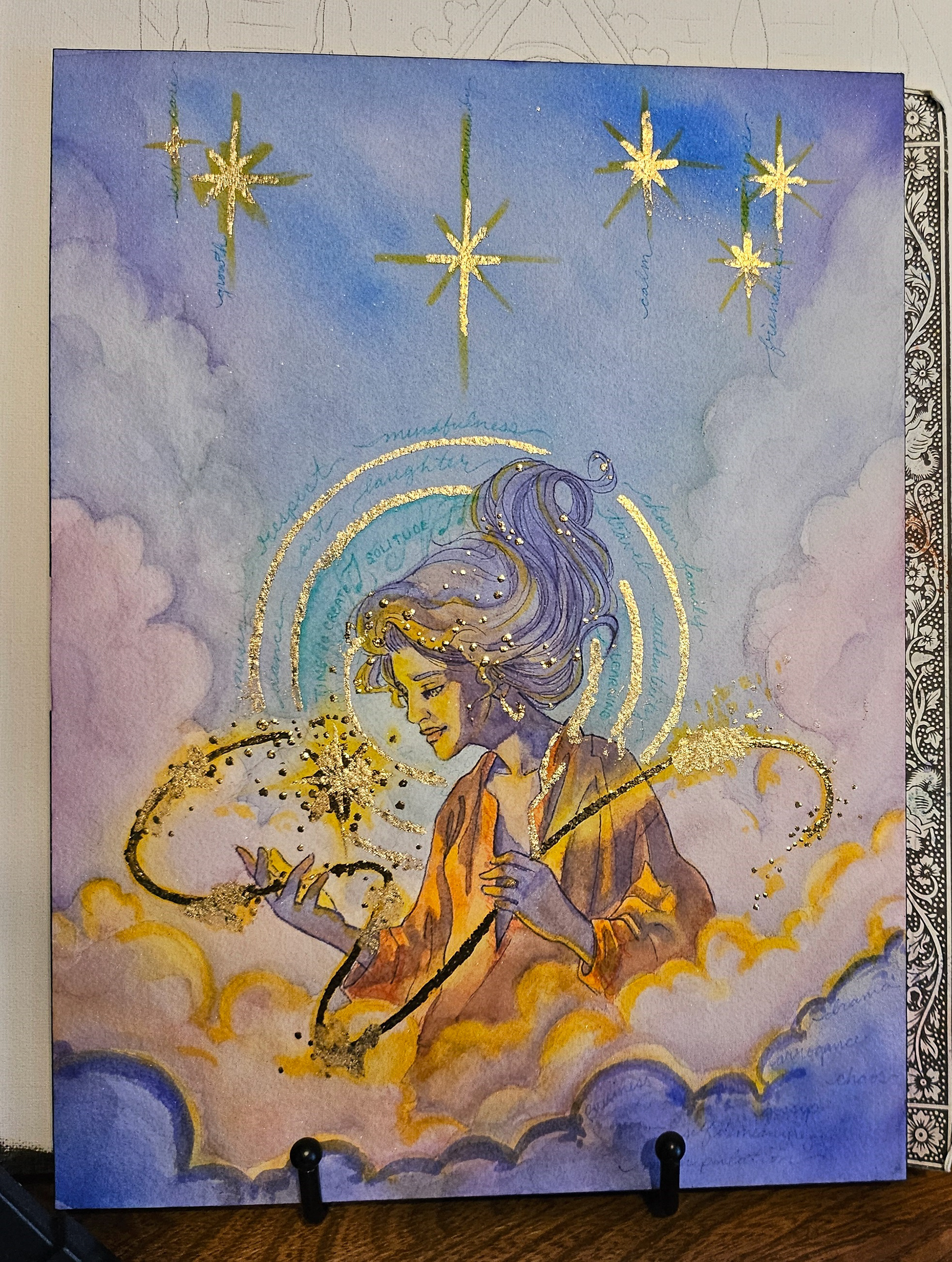 8x11 Watercolor and gold foil