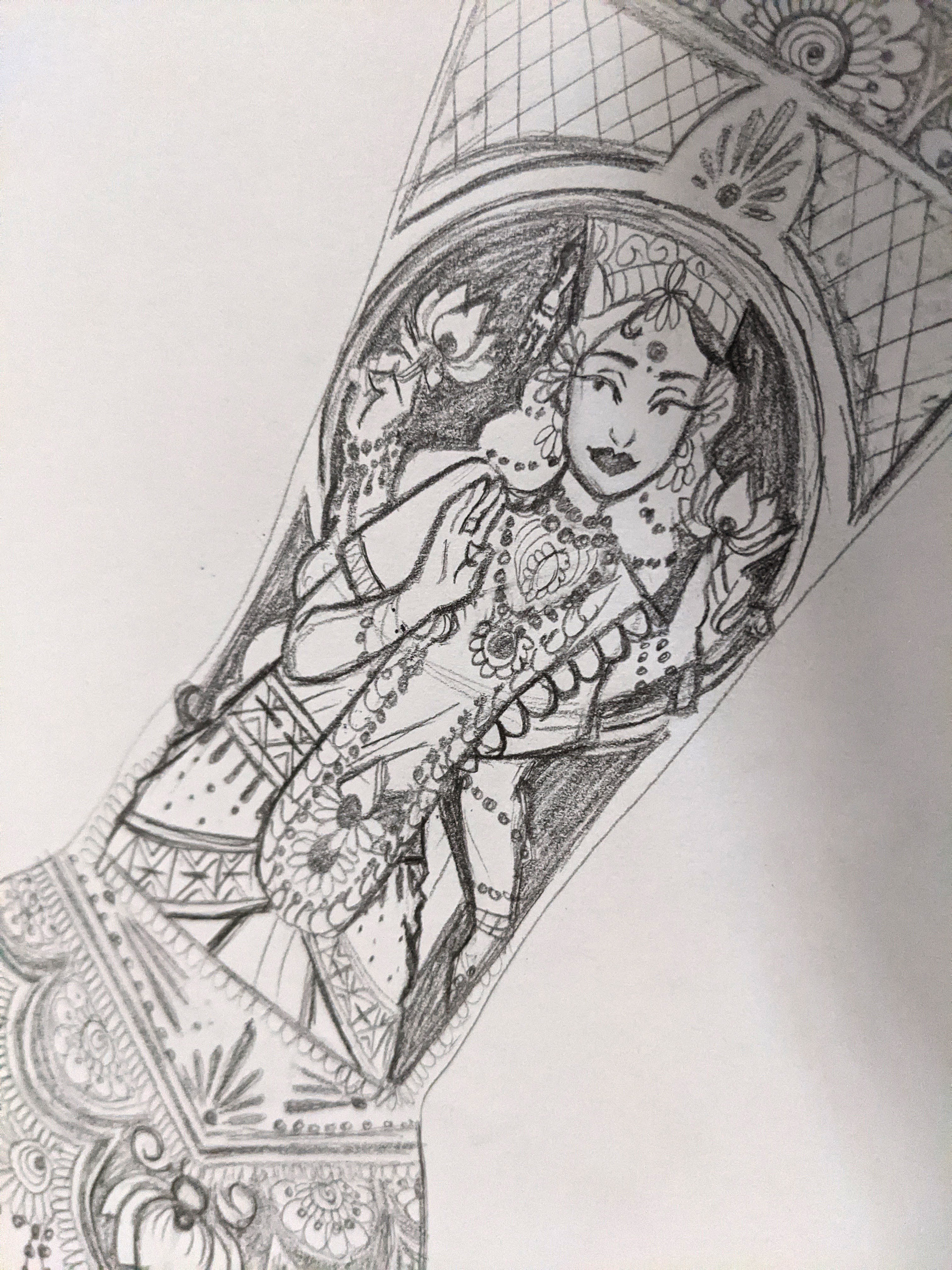 9x12 Graphite henna design