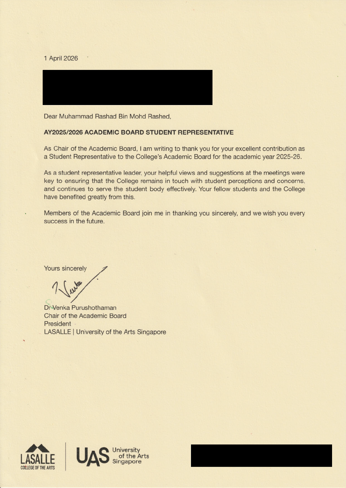 Certificate of Appreciation