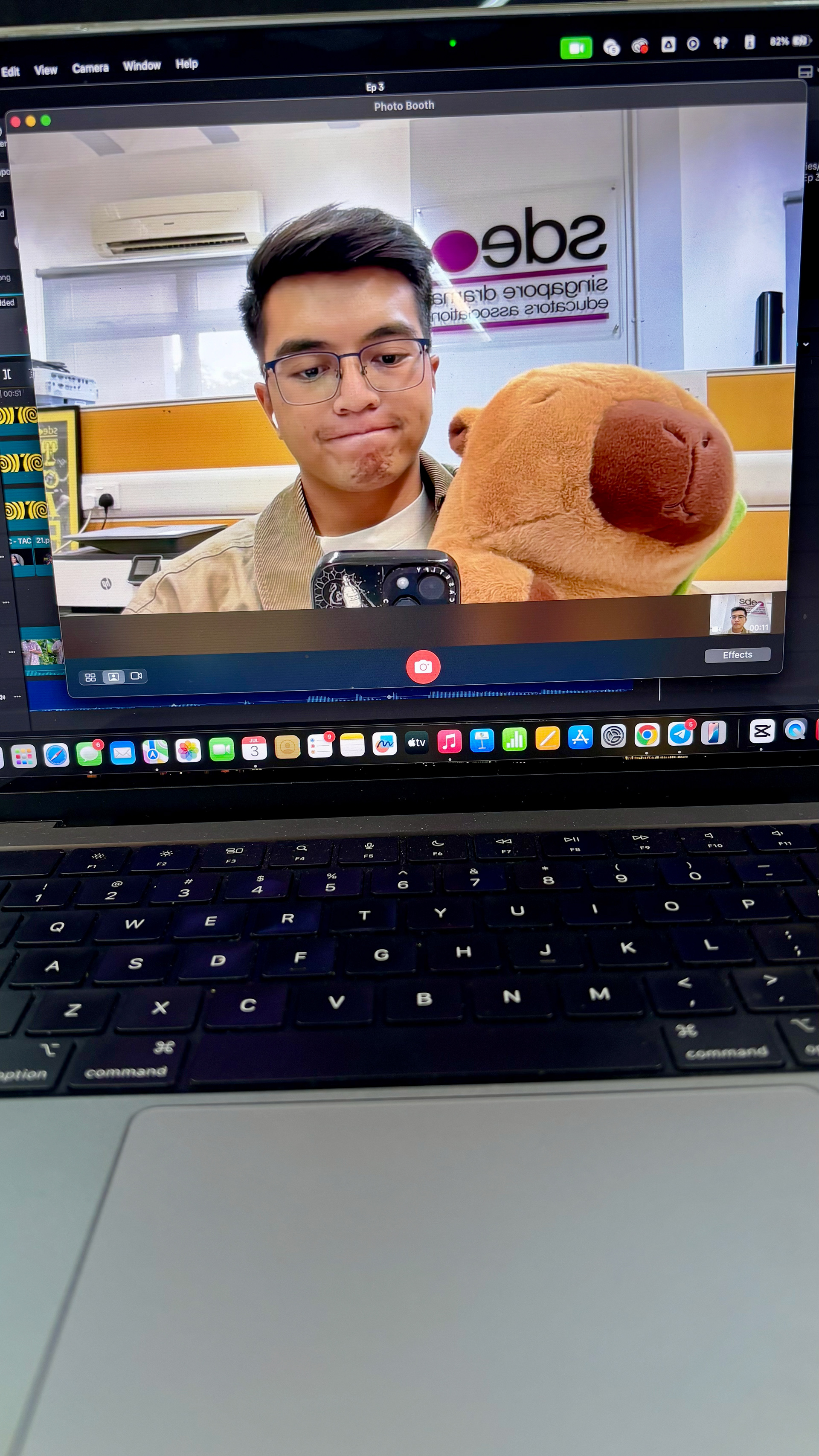 Photo with the in-house capybara