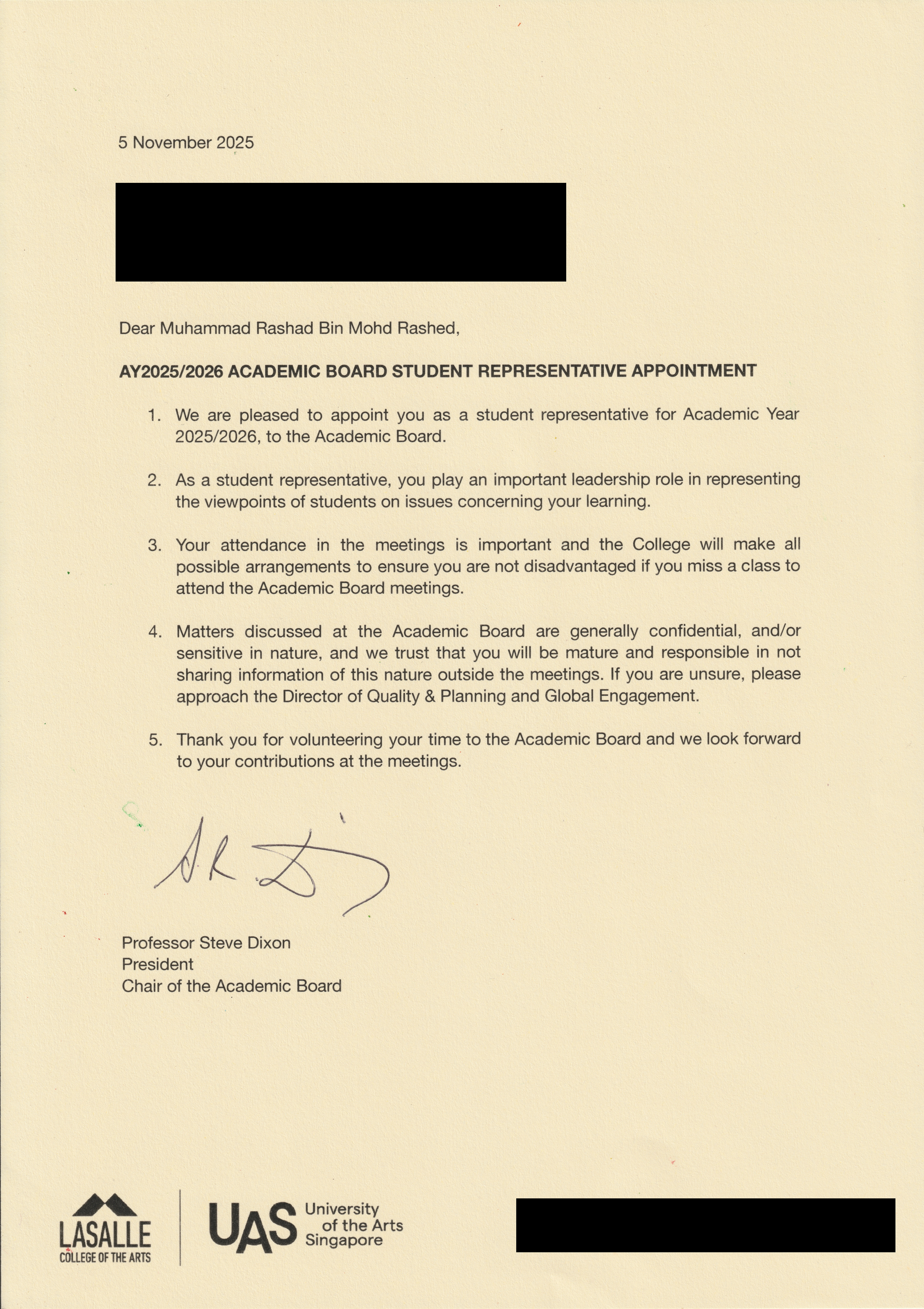 Certificate of Appointment