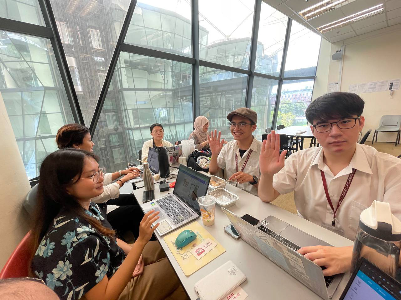 Team preparing for their project launch presentation