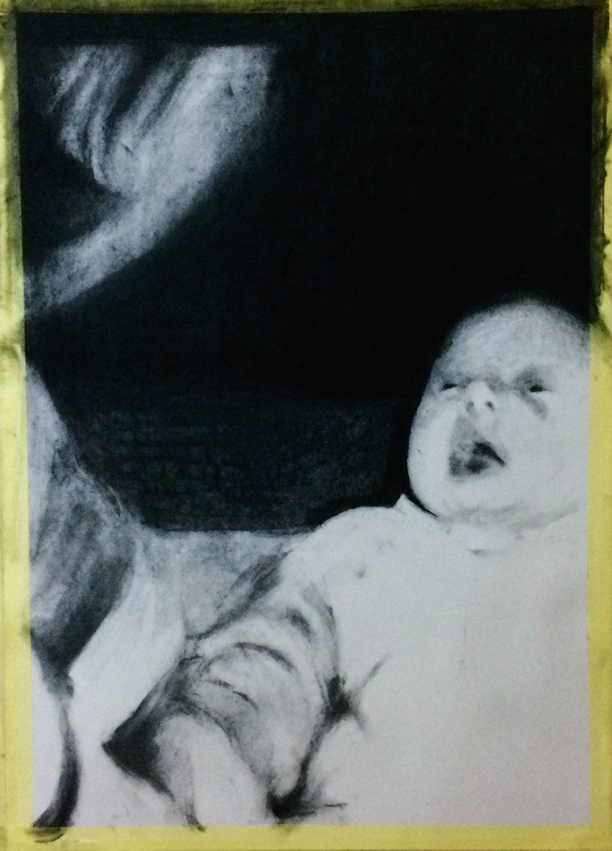 "Portrait with mum" charcoal on paper 100x70