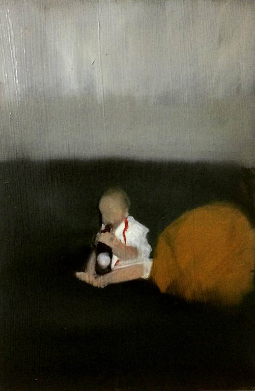 "Autoportrait with the bottle" oil on canvas 20x30