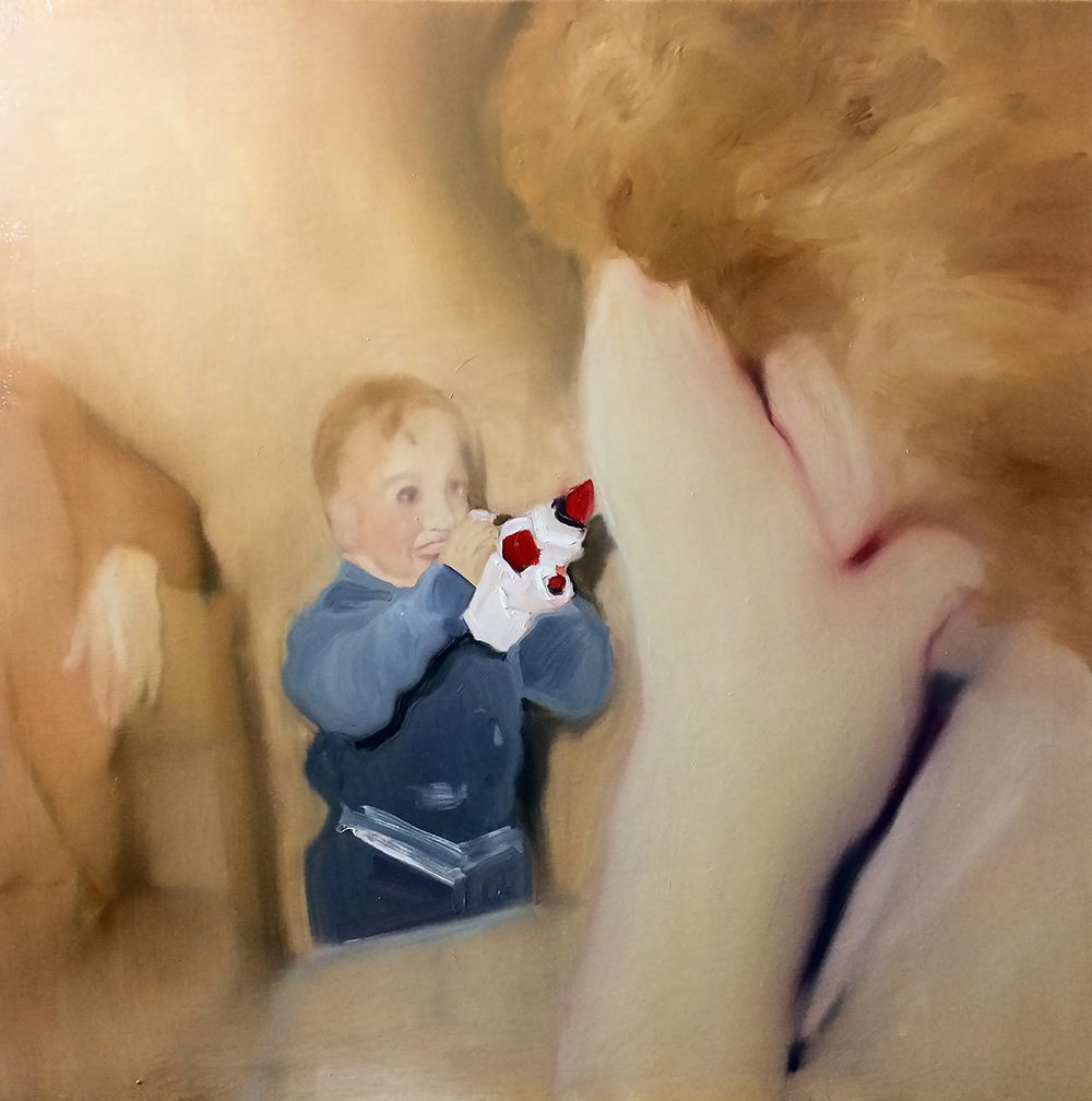 "Little boy, little gun" oil on canvas 100x100