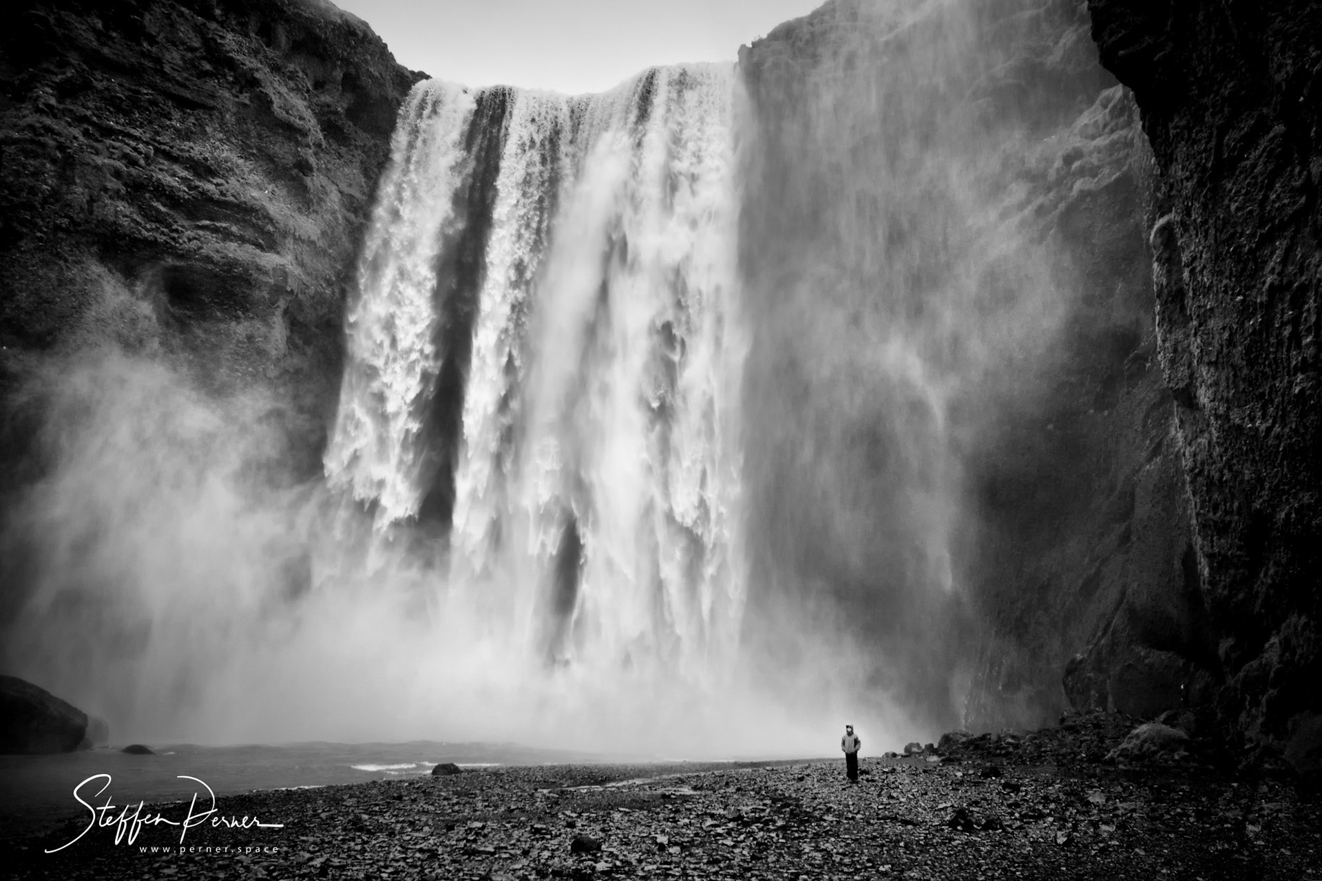 Waterfall vs Human, Skogafoss, Iceland