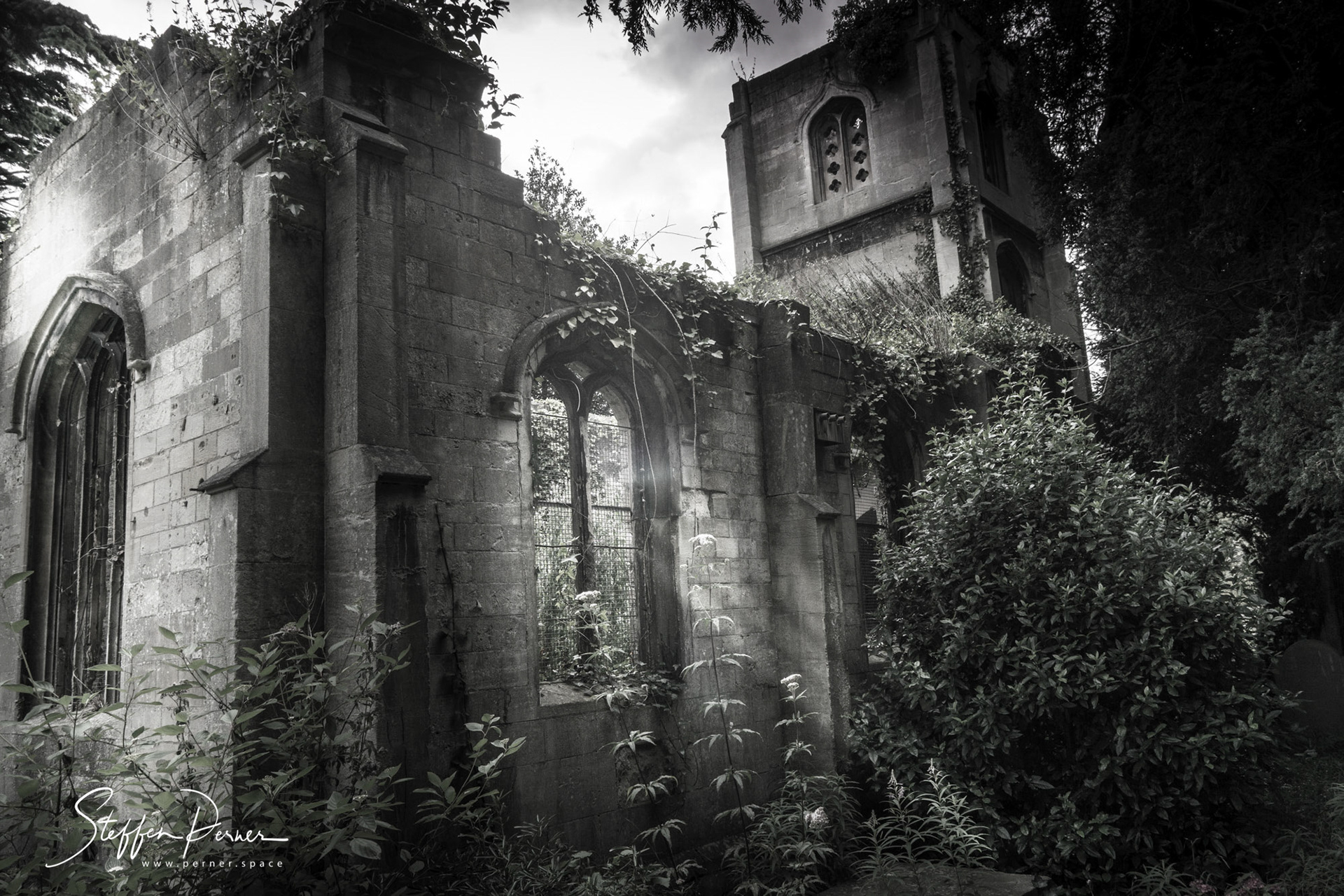 Old chapel on old cemetery in Bath, UK