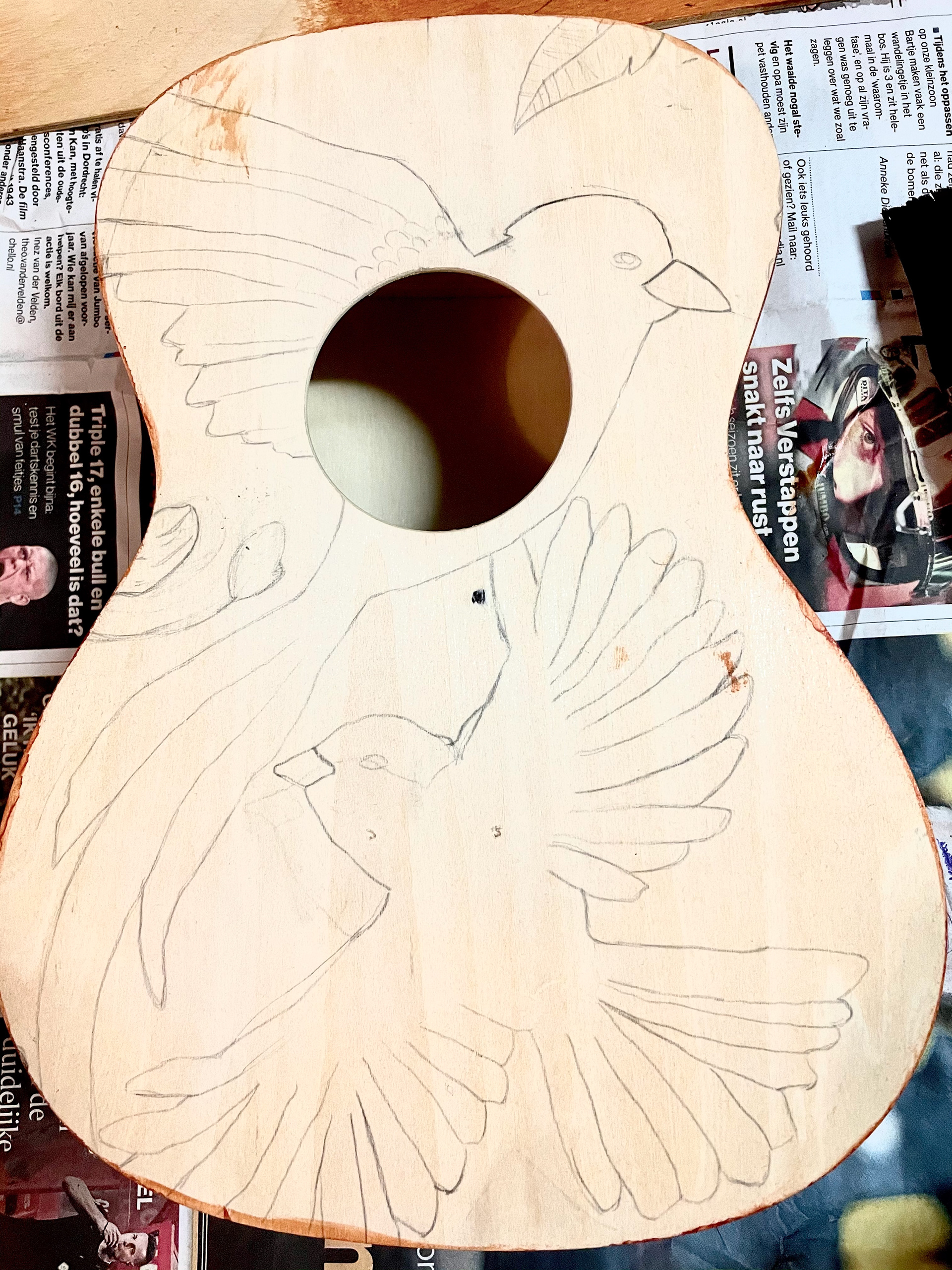 Drawing the design on the body