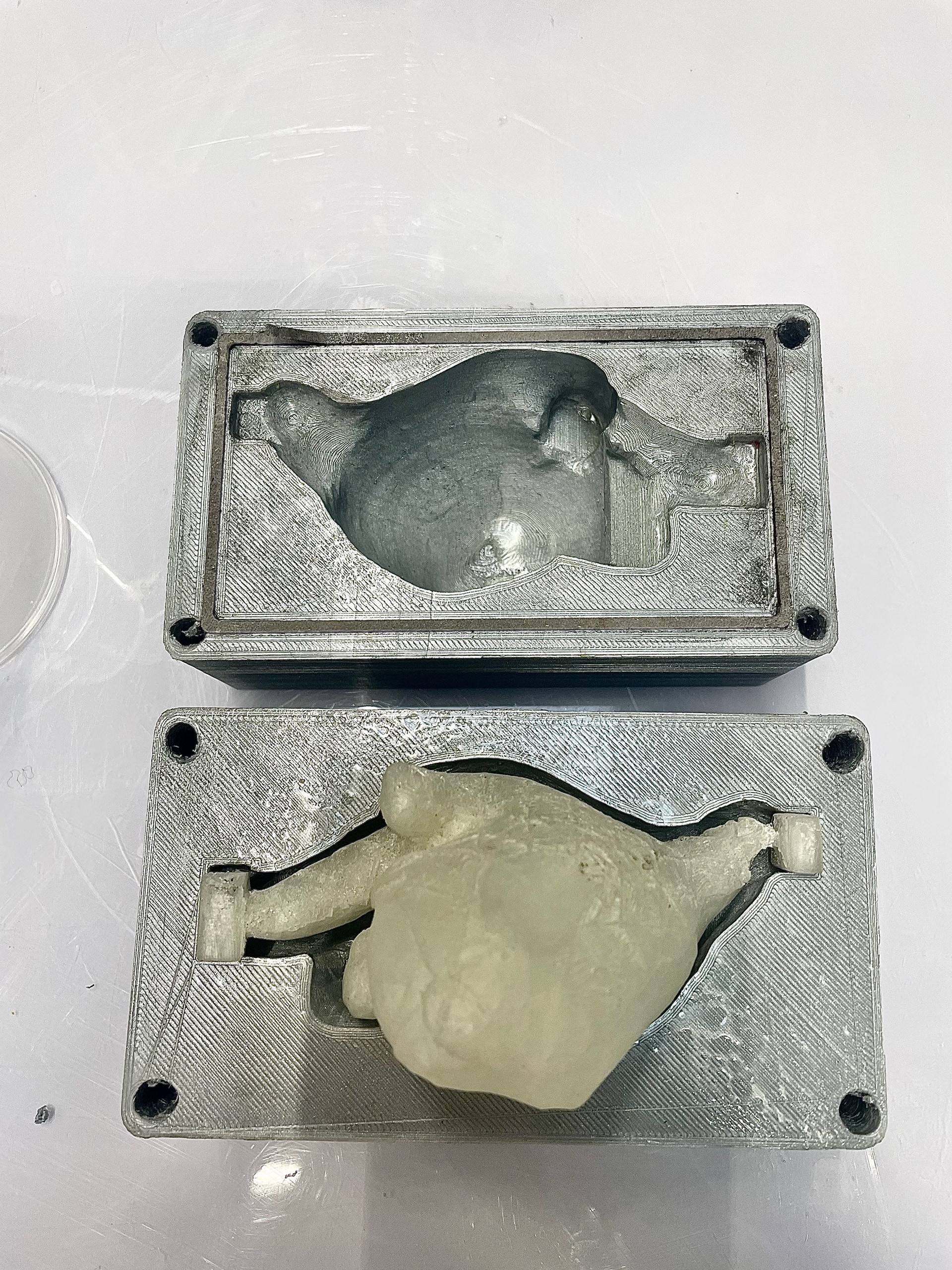 Outer mould and inner mould (white)