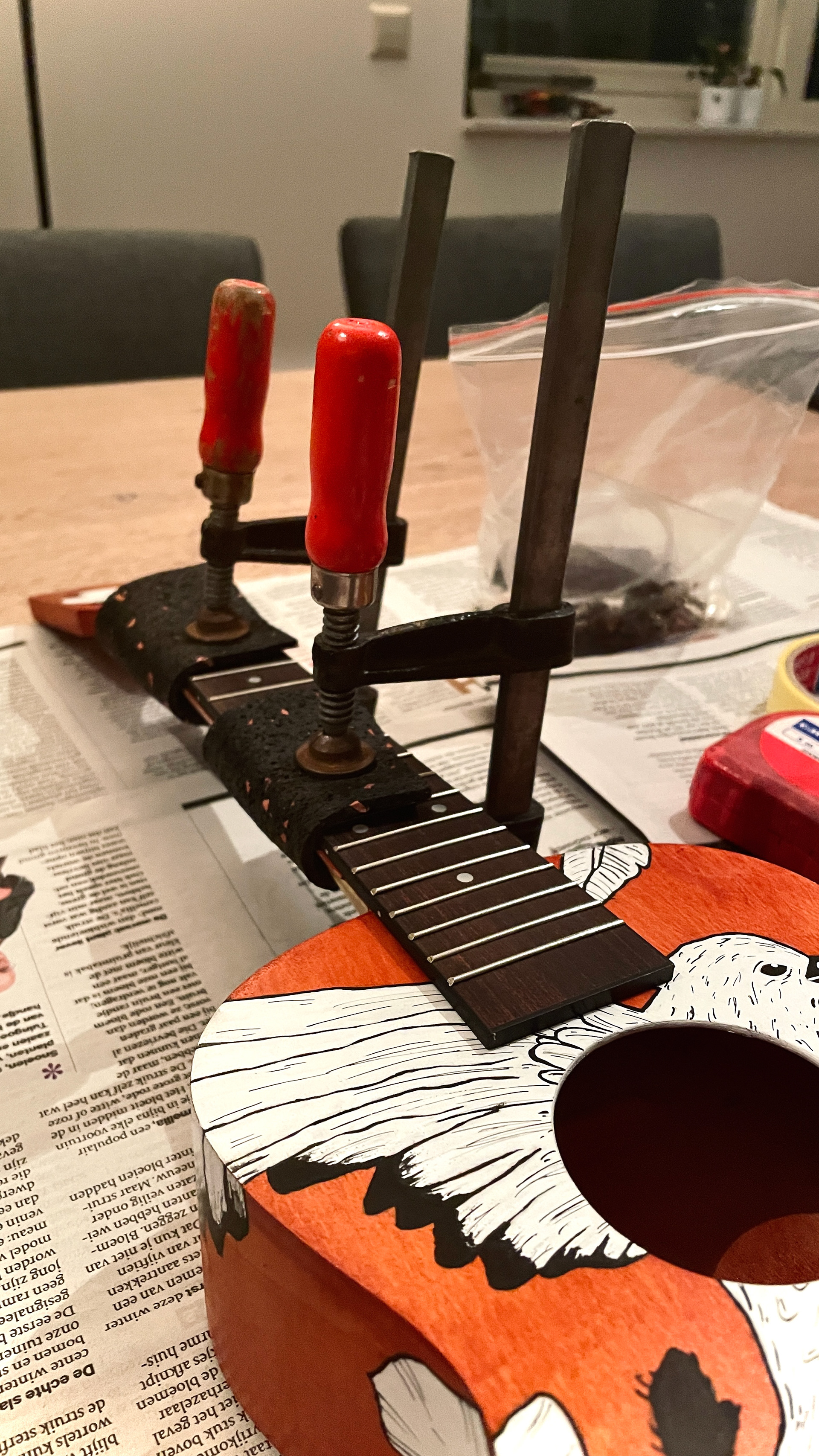 Assembling the neck and frets